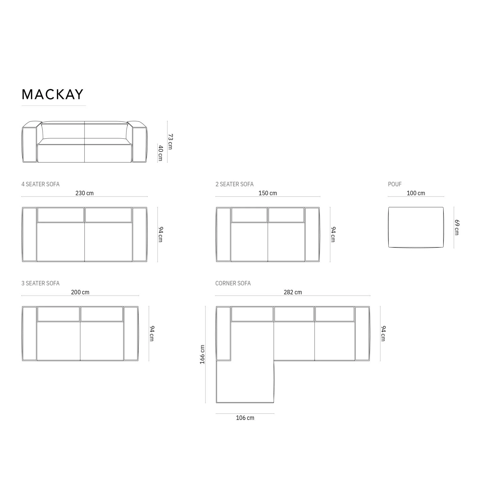 Mackay Pouf aus Samt oder Strukturstoff, 100x69x40 cm - Image 10