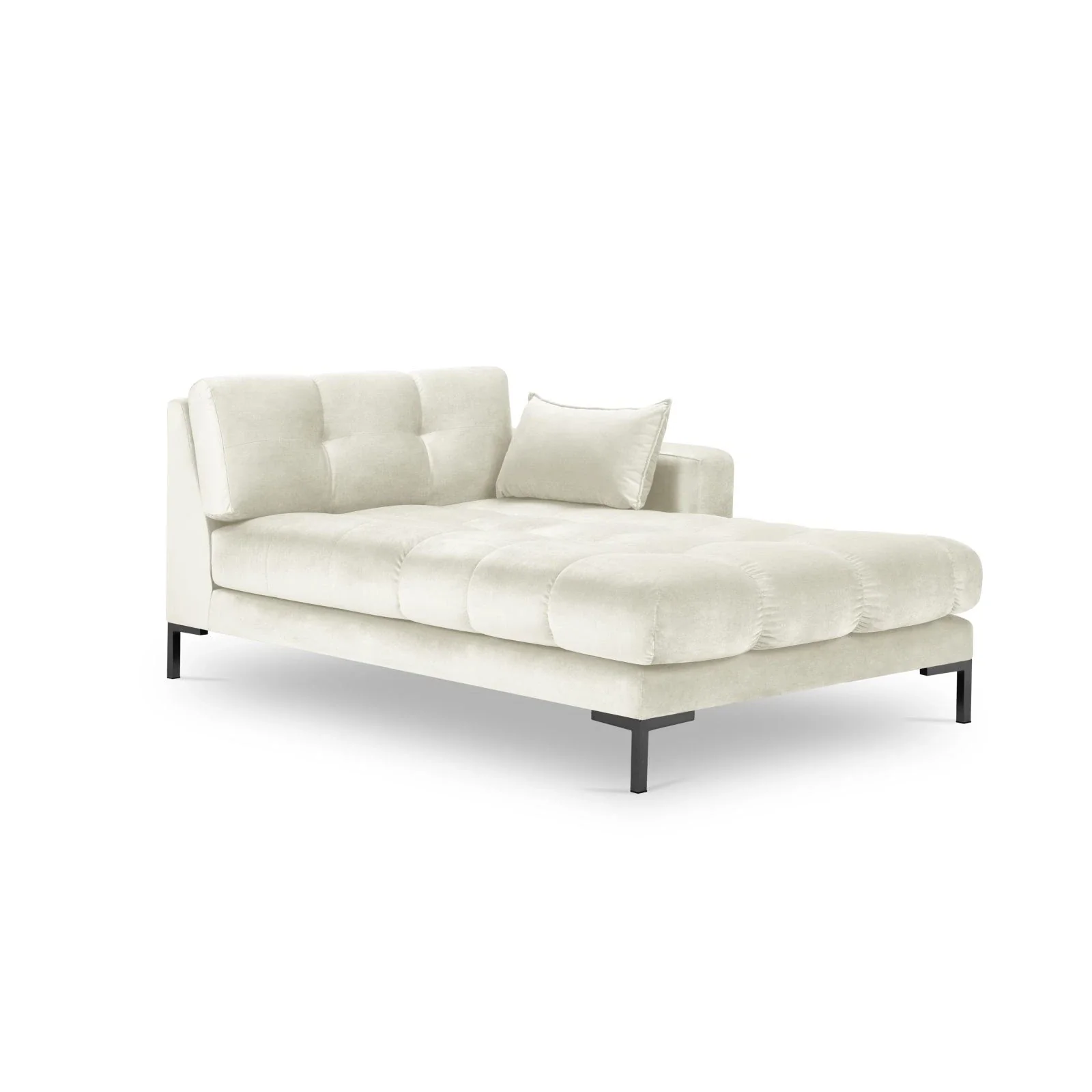 Mamaia 2-Sitzer Chaiselongue Rechte Seite, Metallbeine Schwarz, mit Bezug aus Samt oder Strukturstoff, 185x102 cm - Image 33