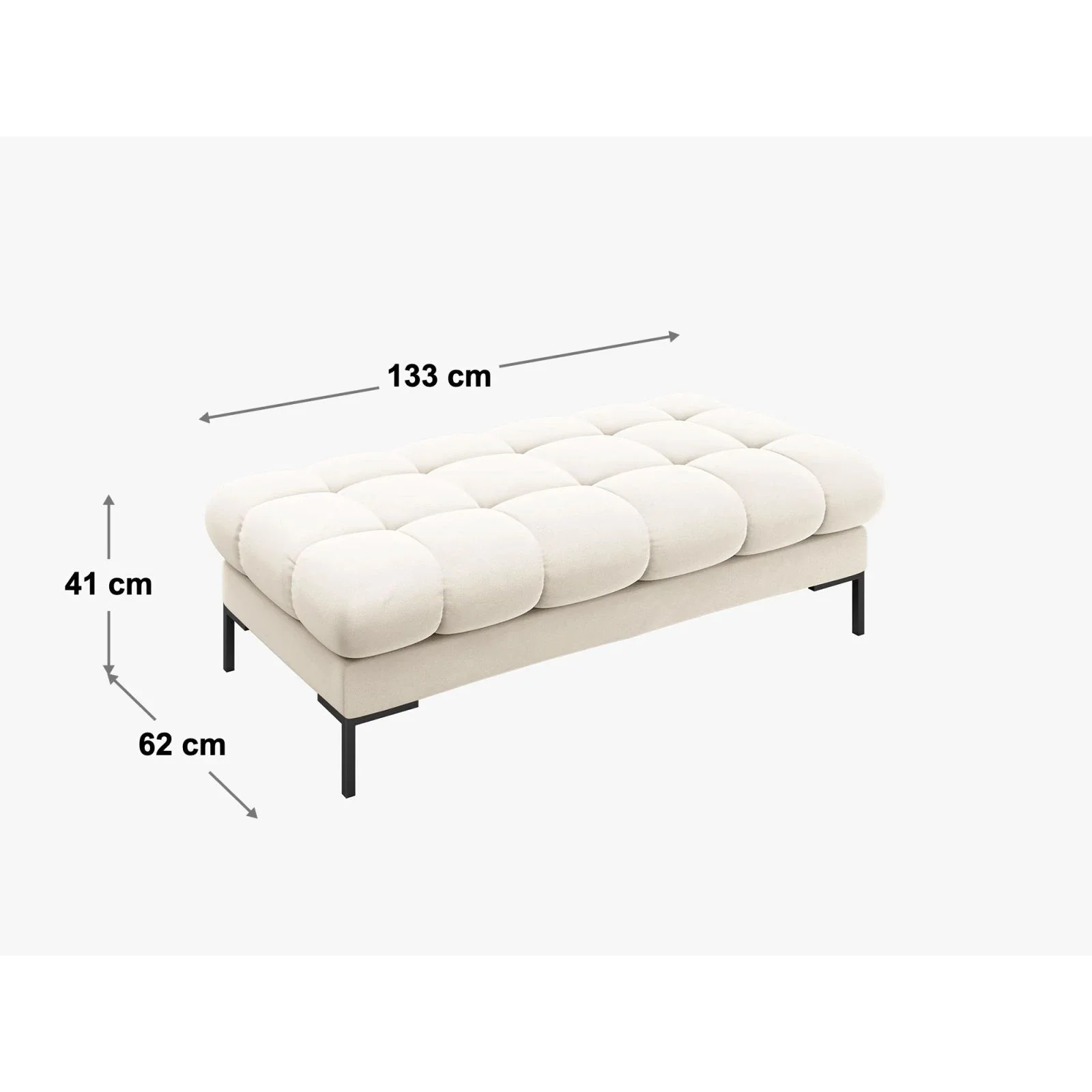 Mamaia 2-Sitzer Sitz-Bank, Metallbeine Schwarz, mit Bezug aus Samt oder Strukturstoff, 62x133 cm - Image 53
