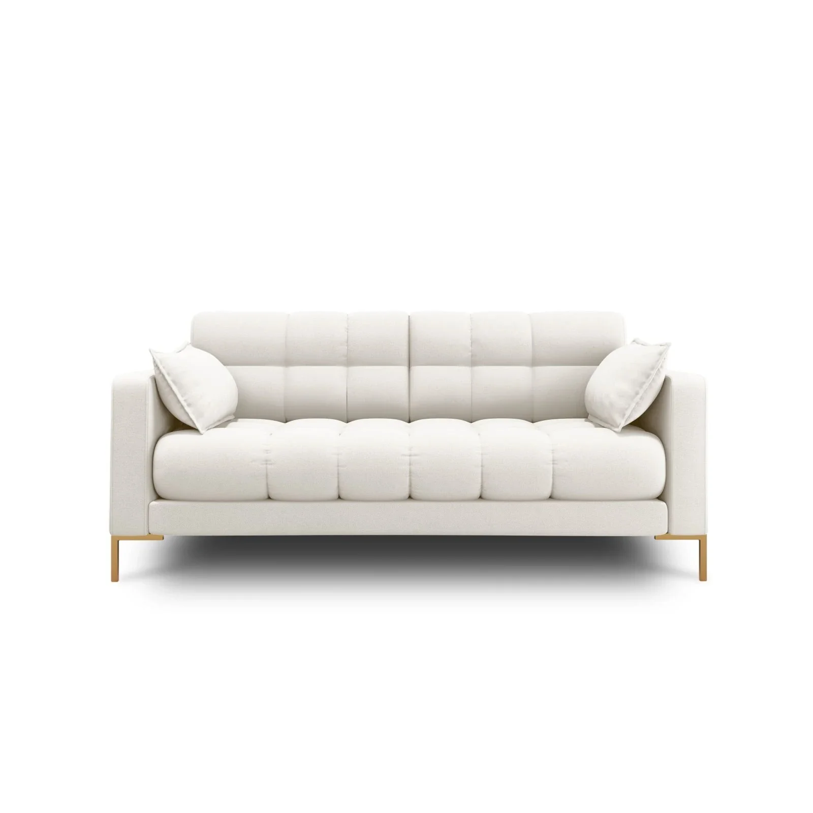 Mamaia 2-Sitzer Sofa, Beine Goldmetall, mit Bezug aus Samt oder Strukturstoff, 152x96 cm