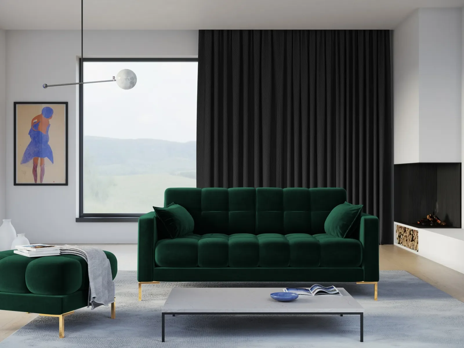 Mamaia 2-Sitzer Sofa, Beine Goldmetall, mit Bezug aus Samt oder Strukturstoff, 152x96 cm - Image 82