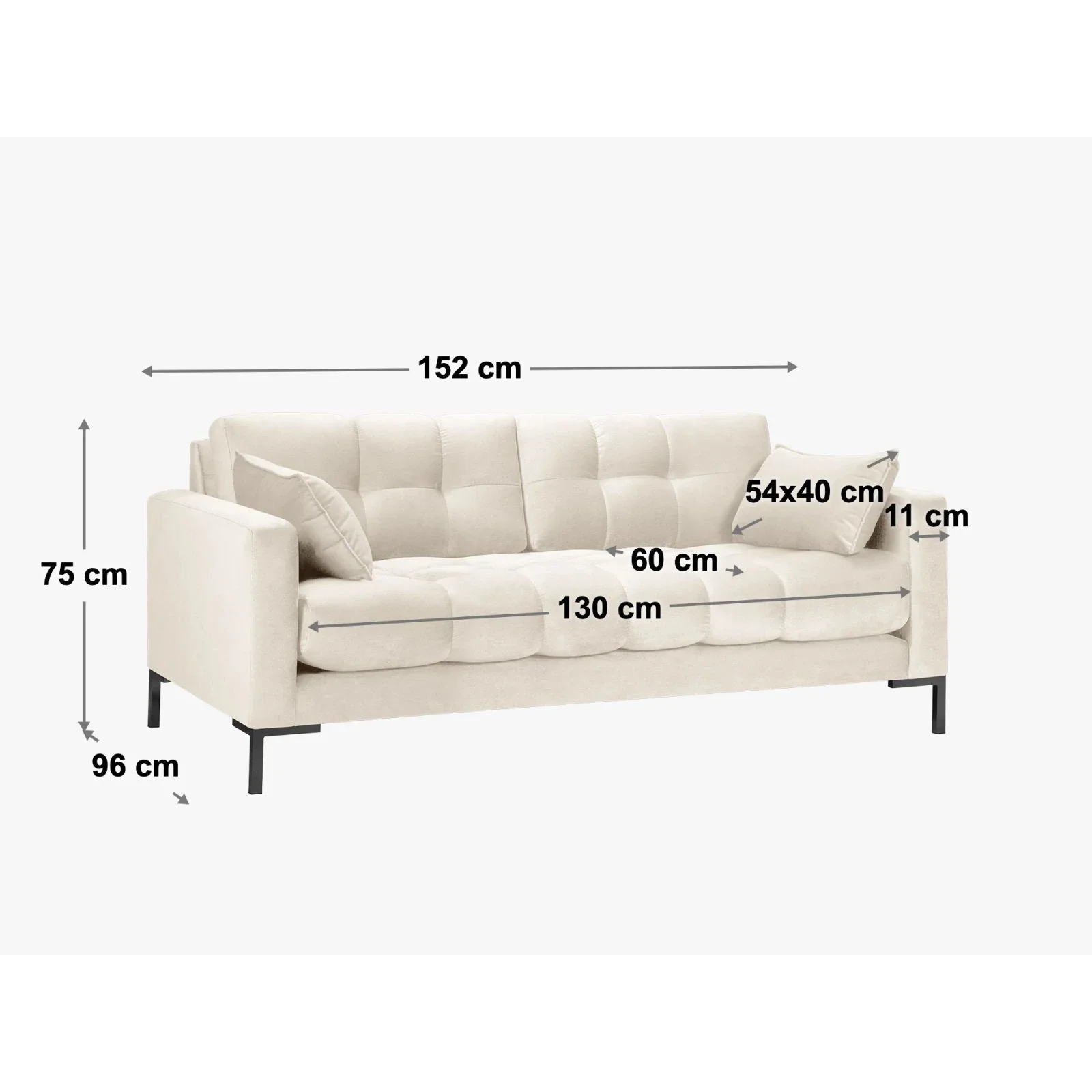 Mamaia 2-Sitzer Sofa, Beine Goldmetall, mit Bezug aus Samt oder Strukturstoff, 152x96 cm - Image 9