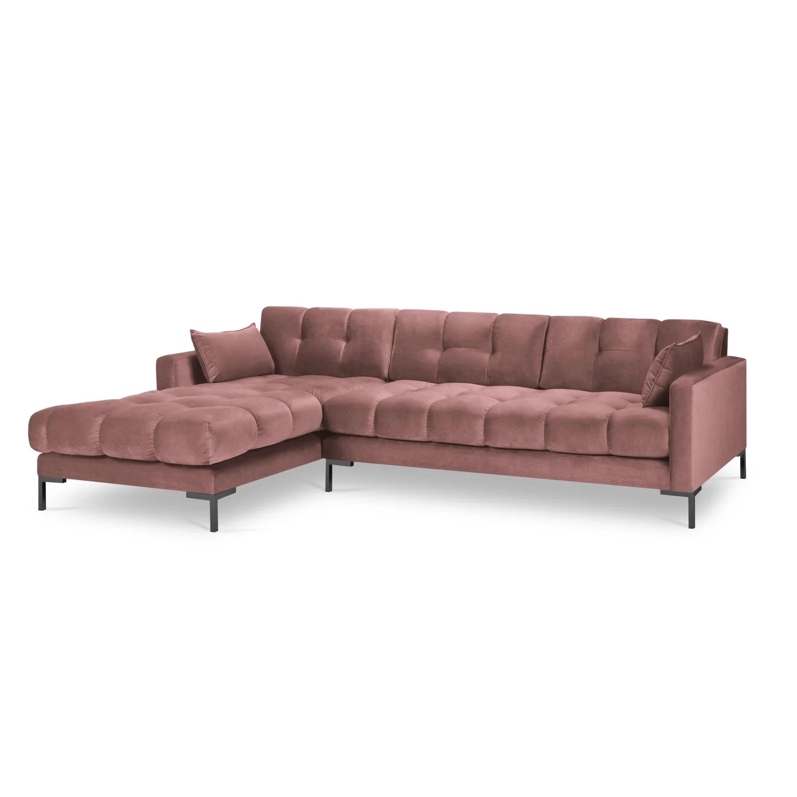 Mamaia 4-Sitzer Ecksofa, Linke Seite, Metallbeine Schwarz, mit Bezug aus Samt oder Strukturstoff, 293x185 cm - Image 107