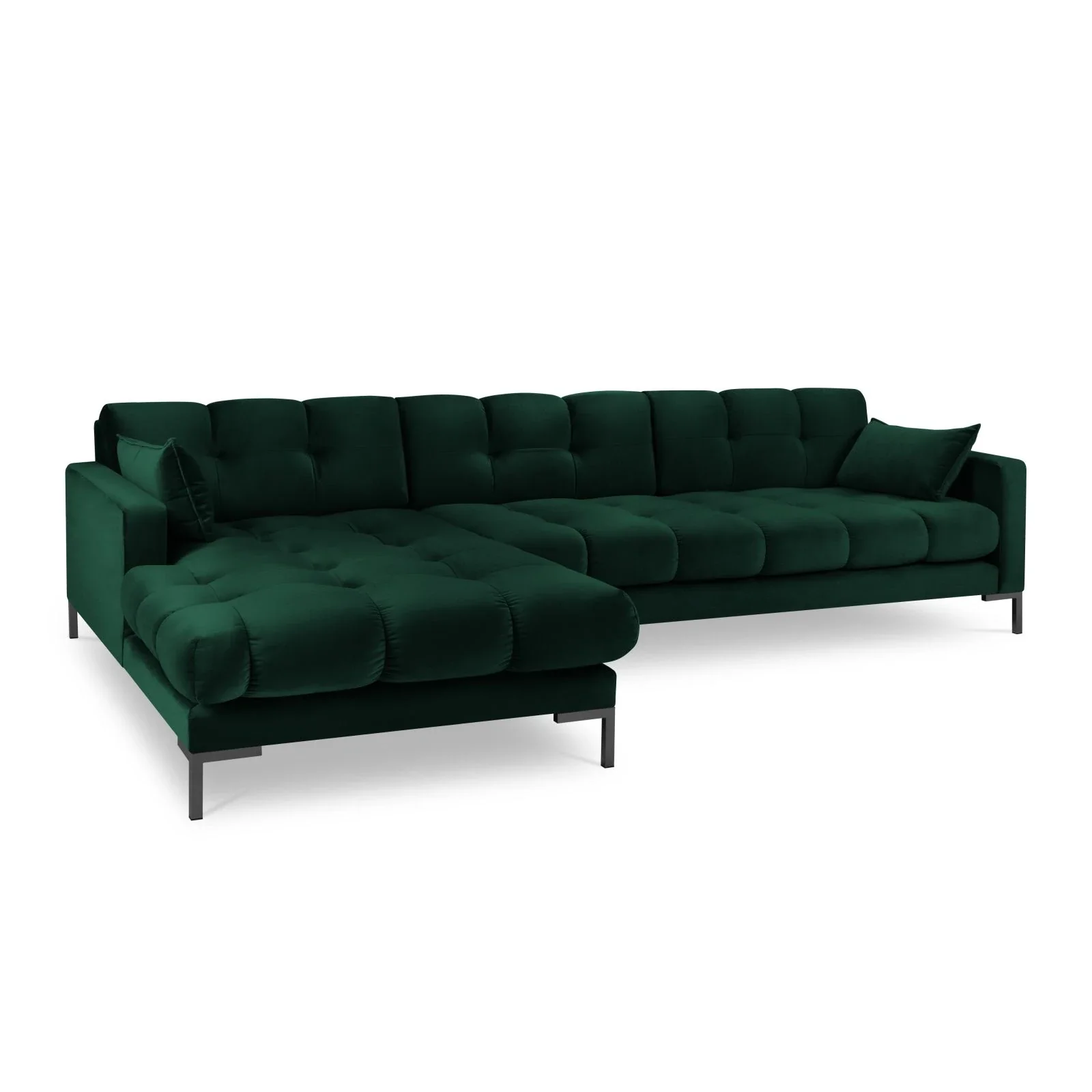 Mamaia 4-Sitzer Ecksofa, Linke Seite, Metallbeine Schwarz, mit Bezug aus Samt oder Strukturstoff, 293x185 cm - Image 121
