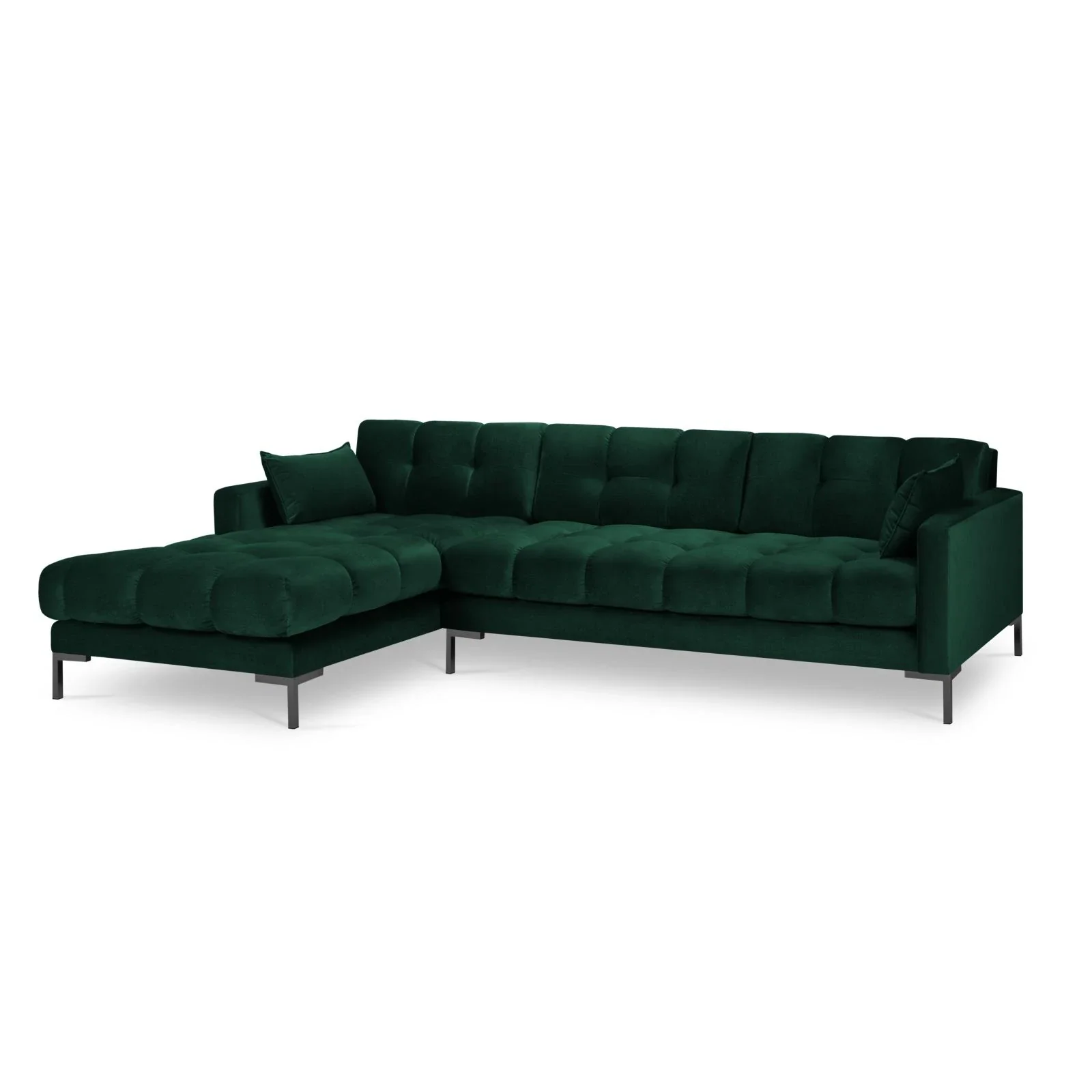 Mamaia 4-Sitzer Ecksofa, Linke Seite, Metallbeine Schwarz, mit Bezug aus Samt oder Strukturstoff, 293x185 cm - Image 123