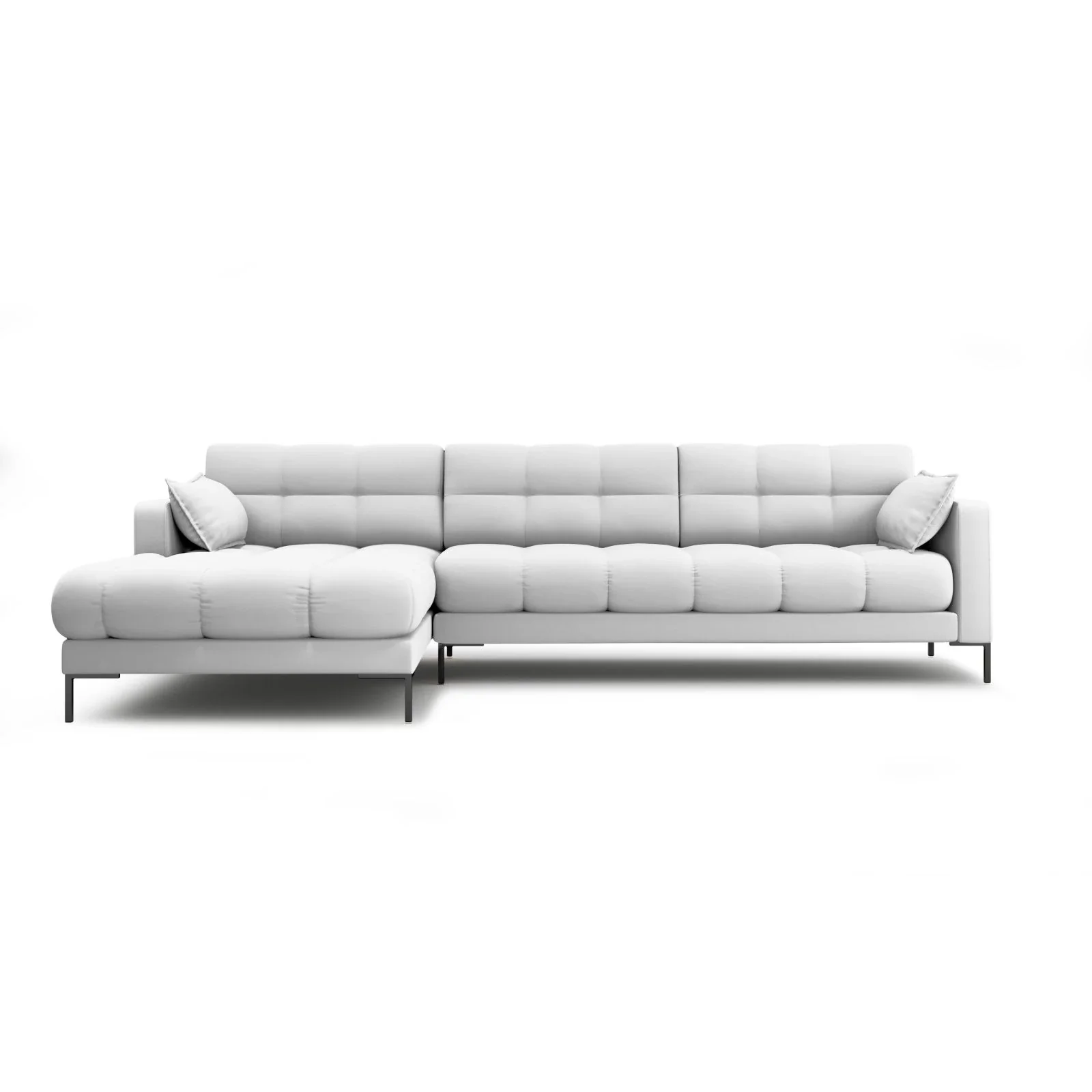 Mamaia 4-Sitzer Ecksofa, Linke Seite, Metallbeine Schwarz, mit Bezug aus Samt oder Strukturstoff, 293x185 cm - Image 13