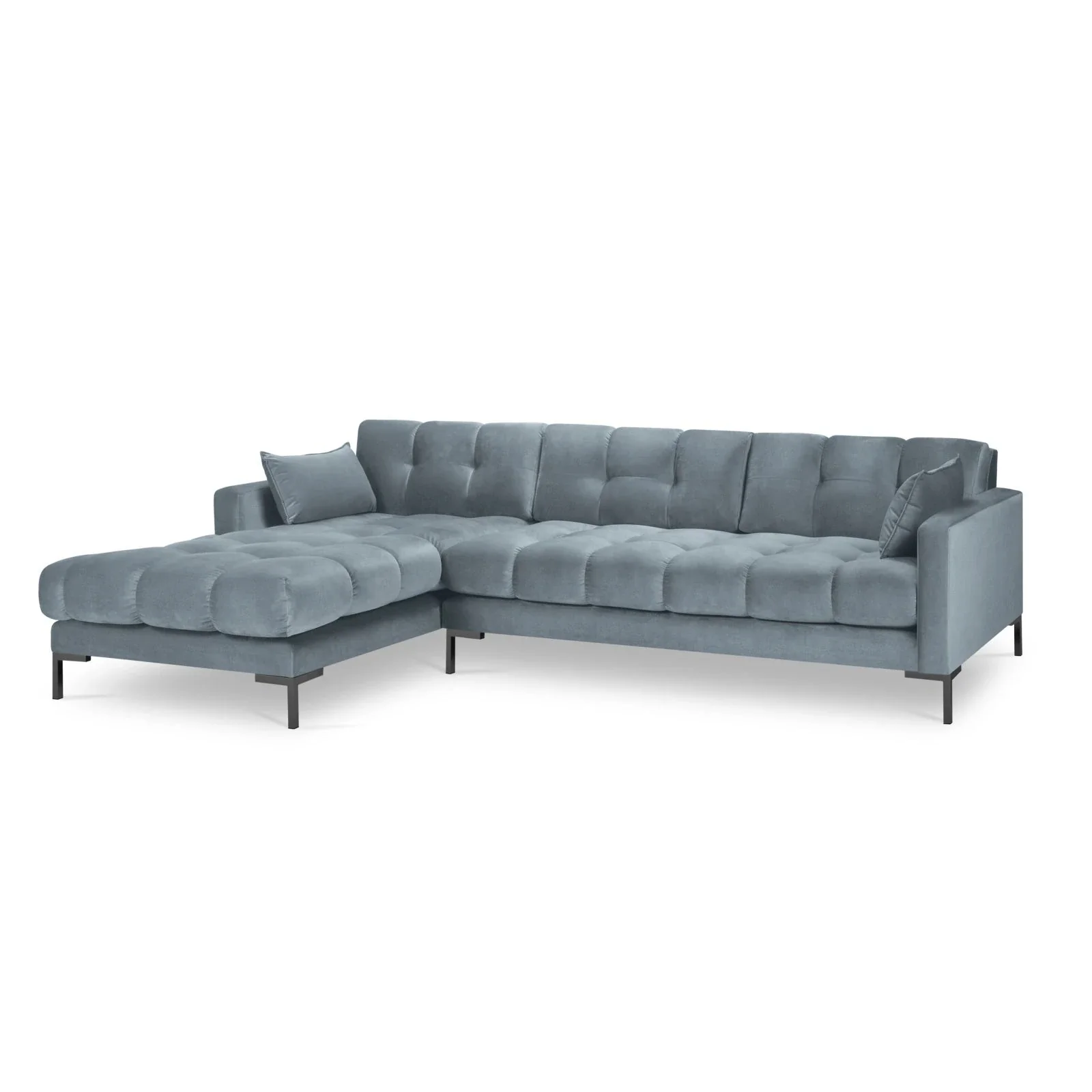 Mamaia 4-Sitzer Ecksofa, Linke Seite, Metallbeine Schwarz, mit Bezug aus Samt oder Strukturstoff, 293x185 cm - Image 131