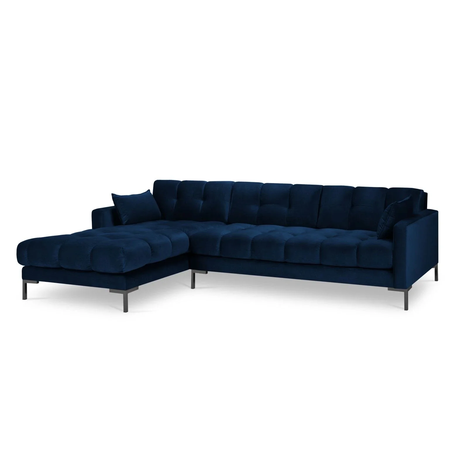 Mamaia 4-Sitzer Ecksofa, Linke Seite, Metallbeine Schwarz, mit Bezug aus Samt oder Strukturstoff, 293x185 cm - Image 139