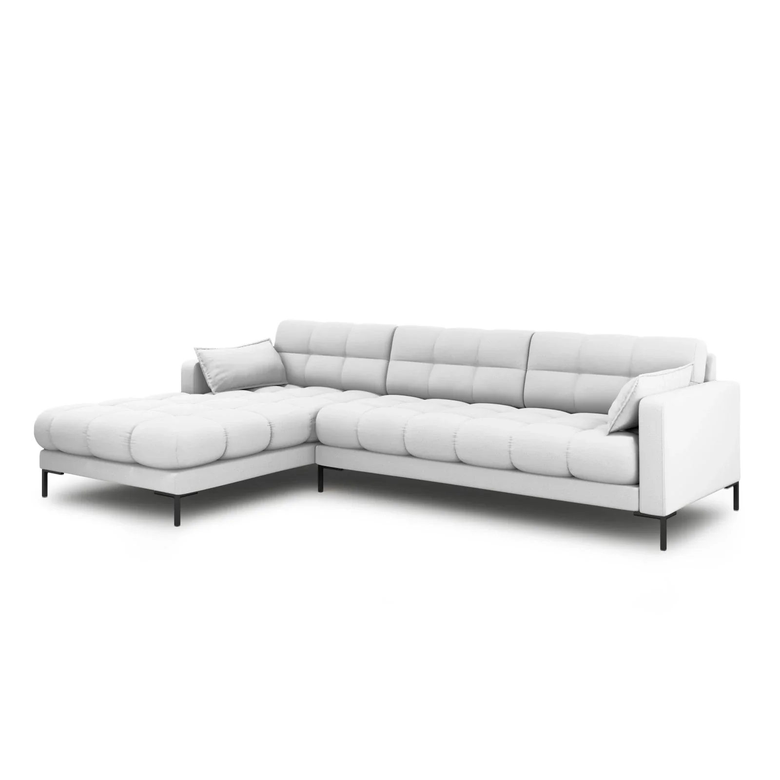 Mamaia 4-Sitzer Ecksofa, Linke Seite, Metallbeine Schwarz, mit Bezug aus Samt oder Strukturstoff, 293x185 cm - Image 14