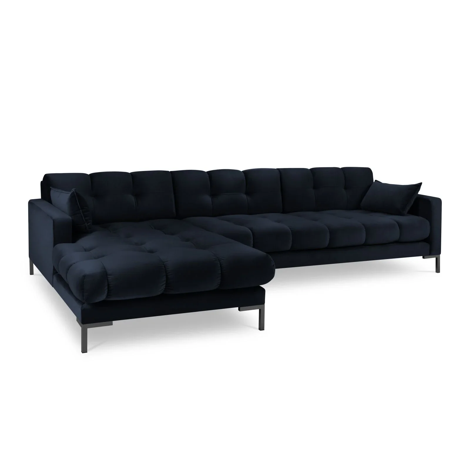 Mamaia 4-Sitzer Ecksofa, Linke Seite, Metallbeine Schwarz, mit Bezug aus Samt oder Strukturstoff, 293x185 cm - Image 145