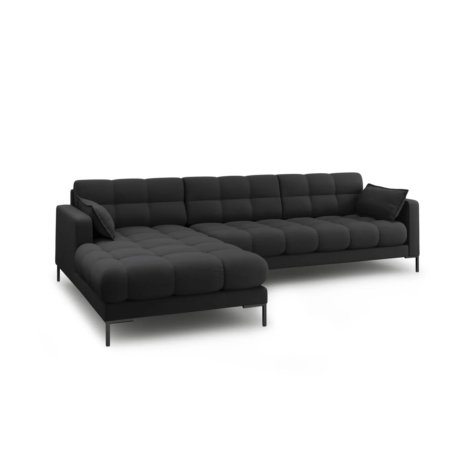 Mamaia 4-Sitzer Ecksofa, Linke Seite, Metallbeine Schwarz, mit Bezug aus Samt oder Strukturstoff, 293x185 cm - Image 21