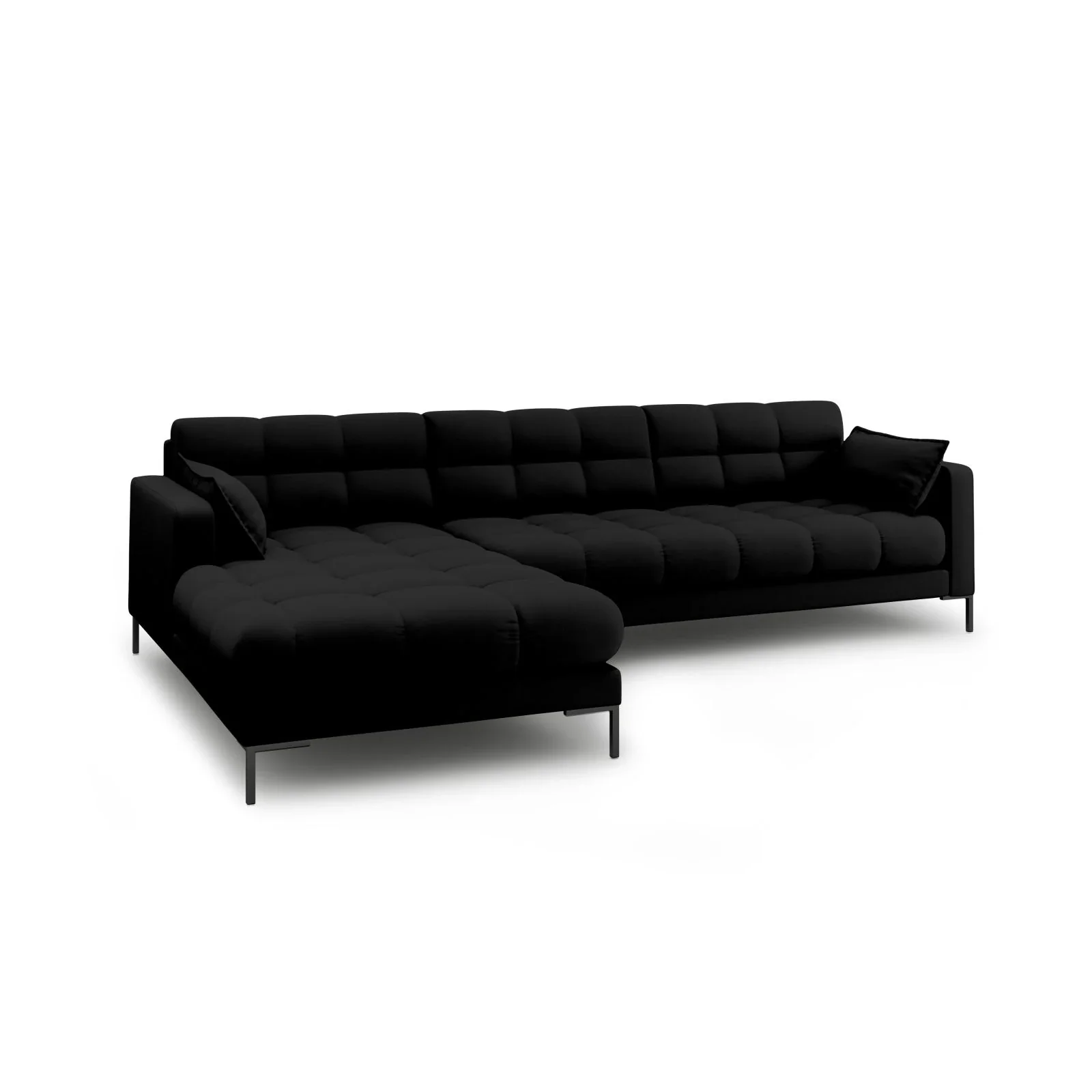 Mamaia 4-Sitzer Ecksofa, Linke Seite, Metallbeine Schwarz, mit Bezug aus Samt oder Strukturstoff, 293x185 cm - Image 27