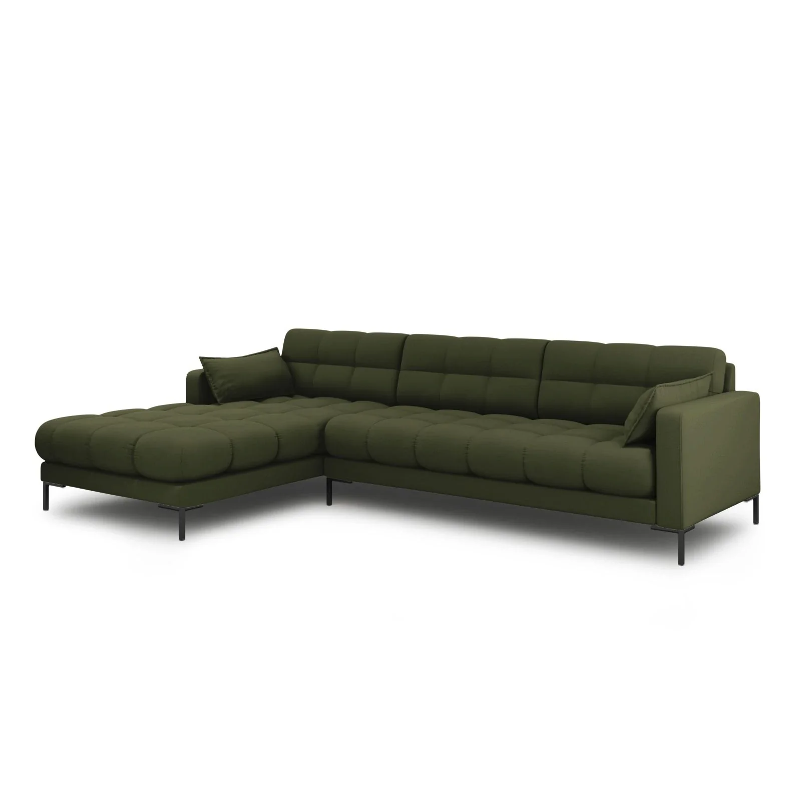 Mamaia 4-Sitzer Ecksofa, Linke Seite, Metallbeine Schwarz, mit Bezug aus Samt oder Strukturstoff, 293x185 cm - Image 38