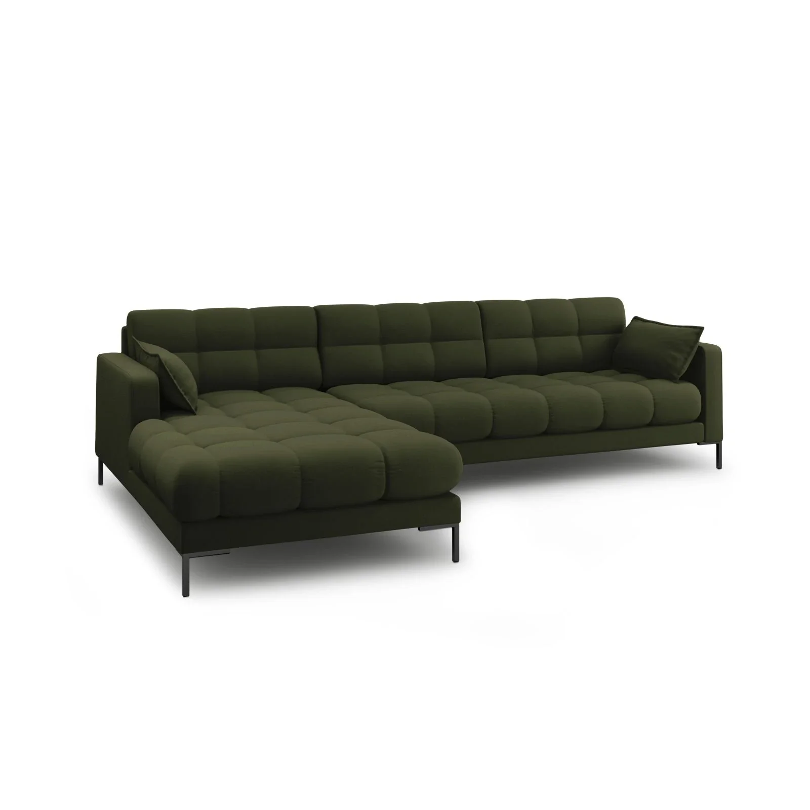 Mamaia 4-Sitzer Ecksofa, Linke Seite, Metallbeine Schwarz, mit Bezug aus Samt oder Strukturstoff, 293x185 cm - Image 39