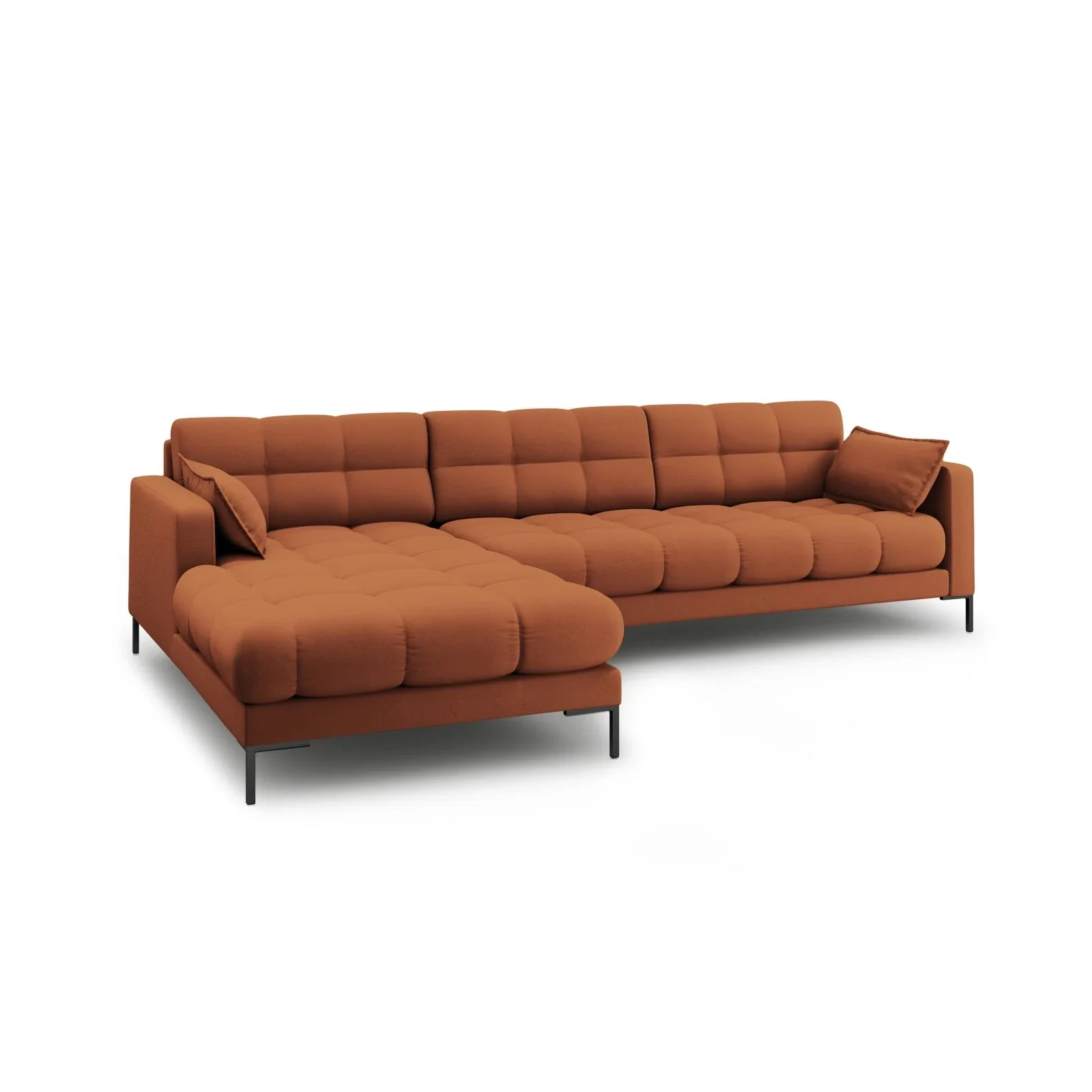 Mamaia 4-Sitzer Ecksofa, Linke Seite, Metallbeine Schwarz, mit Bezug aus Samt oder Strukturstoff, 293x185 cm - Image 45