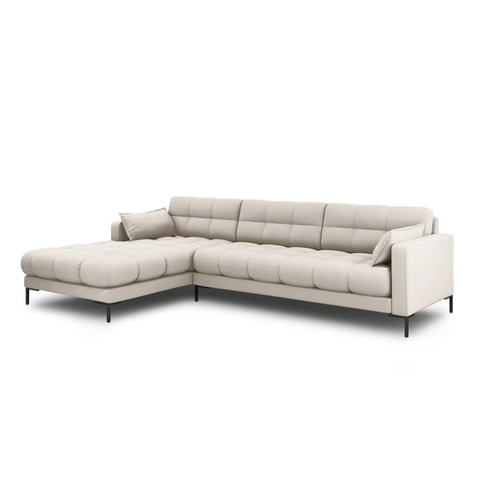 Mamaia 4-Sitzer Ecksofa, Linke Seite, Metallbeine Schwarz, mit Bezug aus Samt oder Strukturstoff, 293x185 cm - Image 8