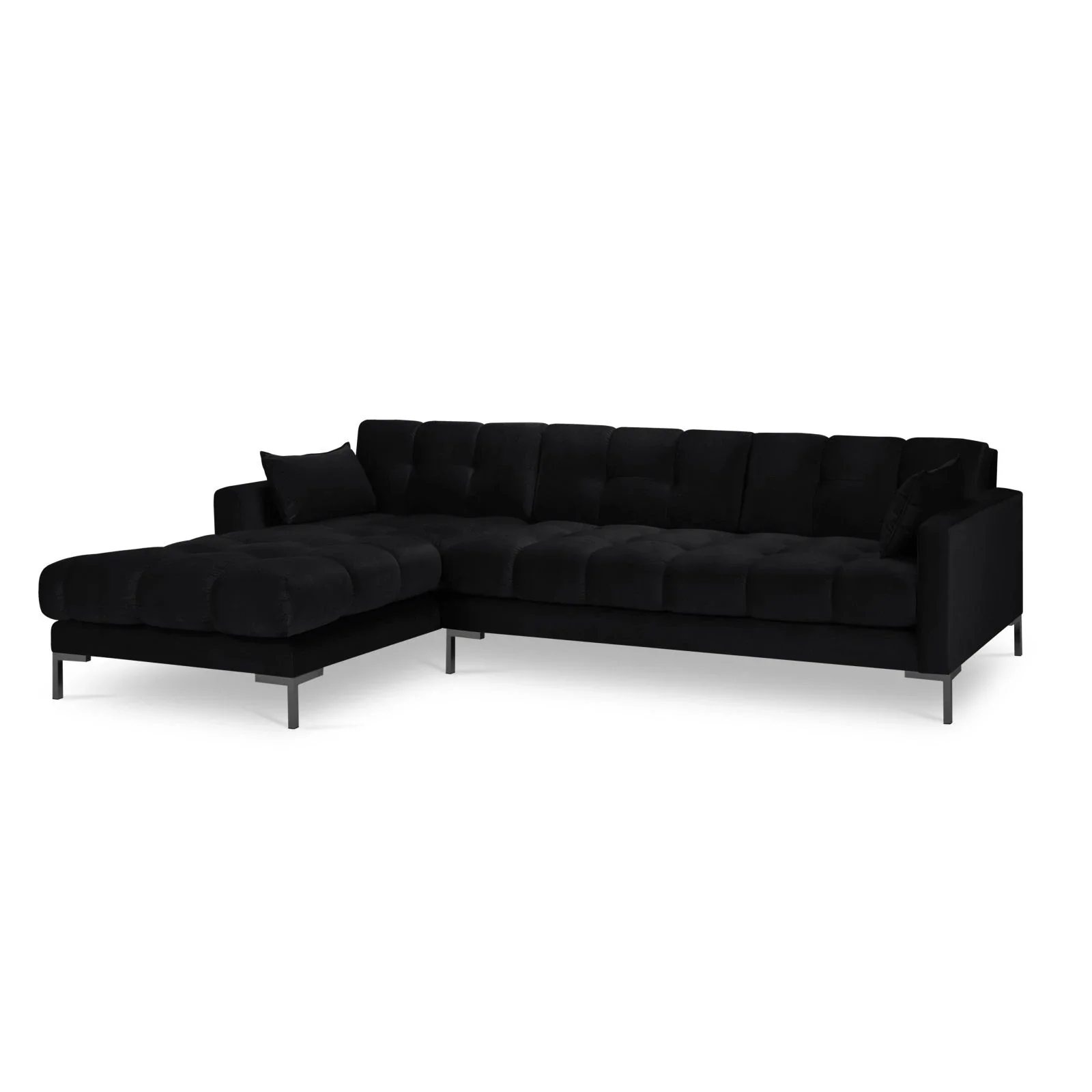 Mamaia 4-Sitzer Ecksofa, Linke Seite, Metallbeine Schwarz, mit Bezug aus Samt oder Strukturstoff, 293x185 cm - Image 83