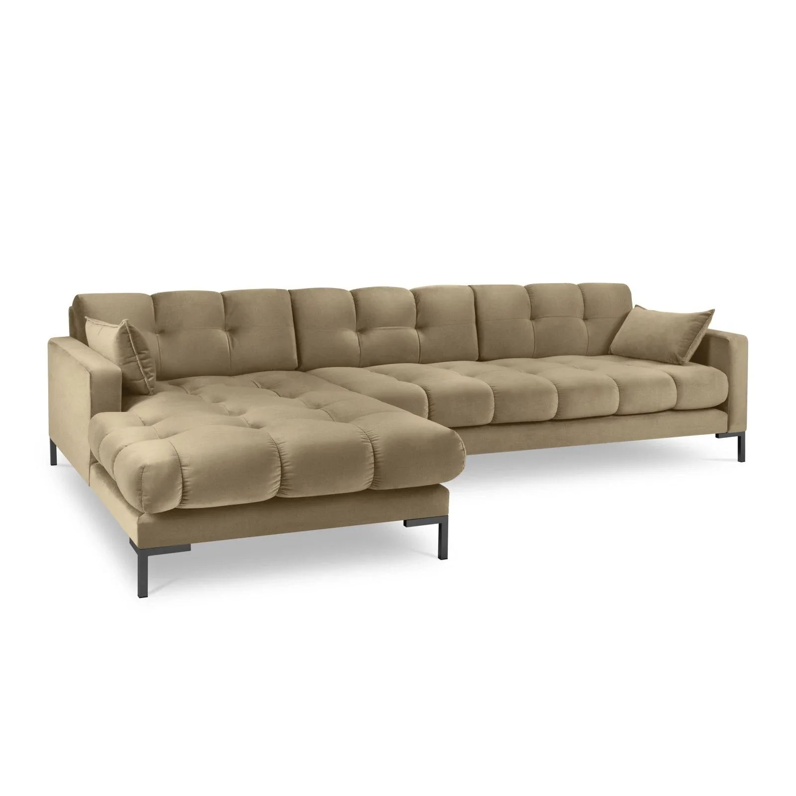Mamaia 4-Sitzer Ecksofa, Linke Seite, Metallbeine Schwarz, mit Bezug aus Samt oder Strukturstoff, 293x185 cm - Image 89
