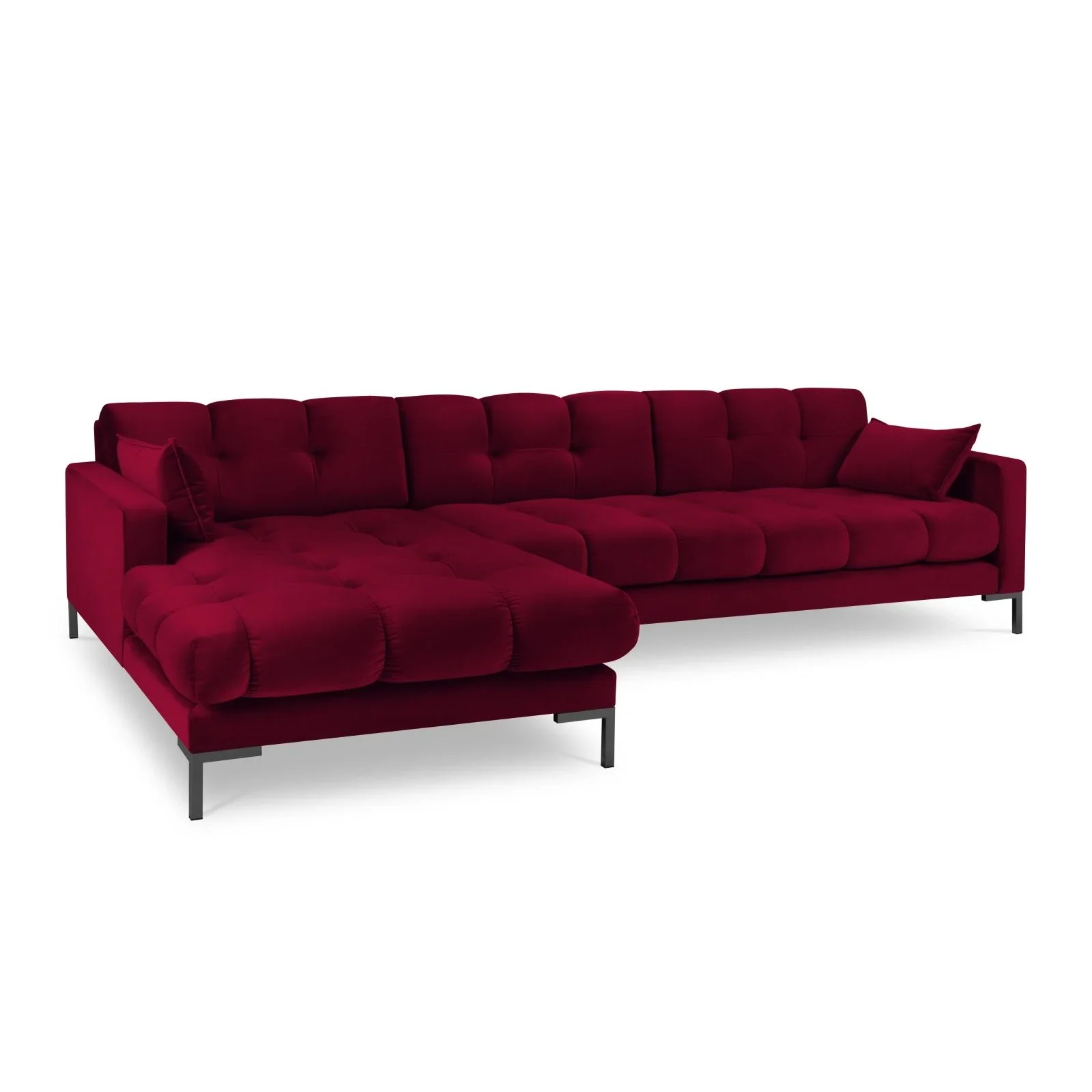 Mamaia 4-Sitzer Ecksofa, Linke Seite, Metallbeine Schwarz, mit Bezug aus Samt oder Strukturstoff, 293x185 cm - Image 97
