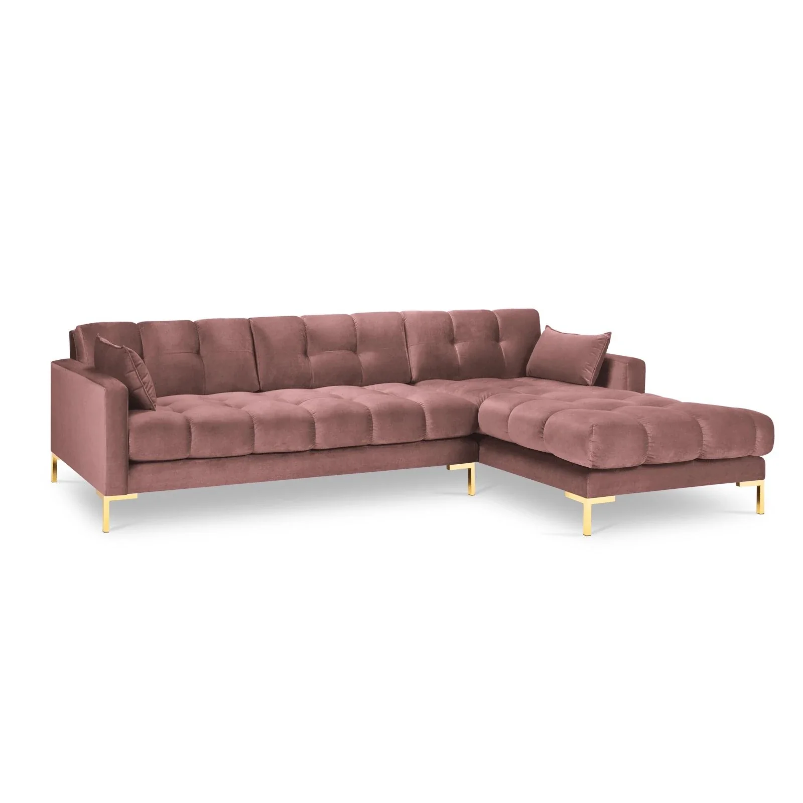 Mamaia 4-Sitzer Ecksofa, Rechte Seite, Beine Goldmetall, mit Bezug aus Samt oder Strukturstoff, 293x185 cm - Image 107