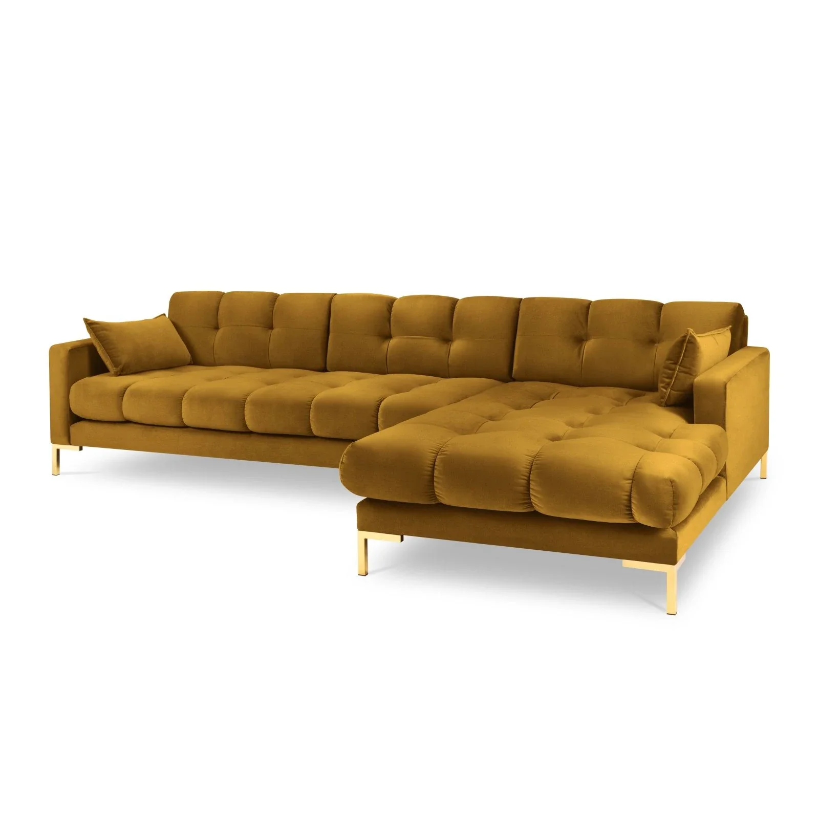 Mamaia 4-Sitzer Ecksofa, Rechte Seite, Beine Goldmetall, mit Bezug aus Samt oder Strukturstoff, 293x185 cm - Image 113