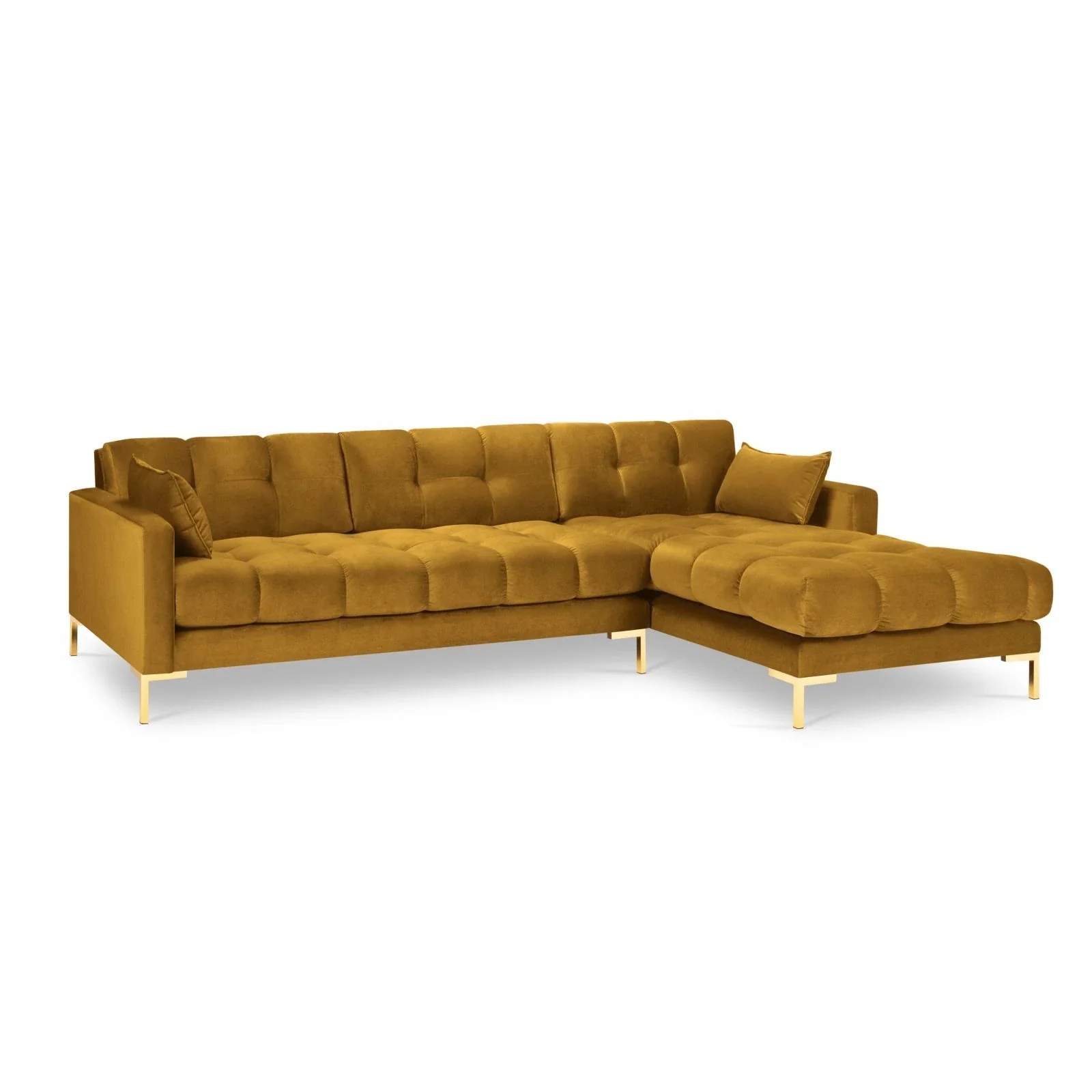 Mamaia 4-Sitzer Ecksofa, Rechte Seite, Beine Goldmetall, mit Bezug aus Samt oder Strukturstoff, 293x185 cm - Image 115