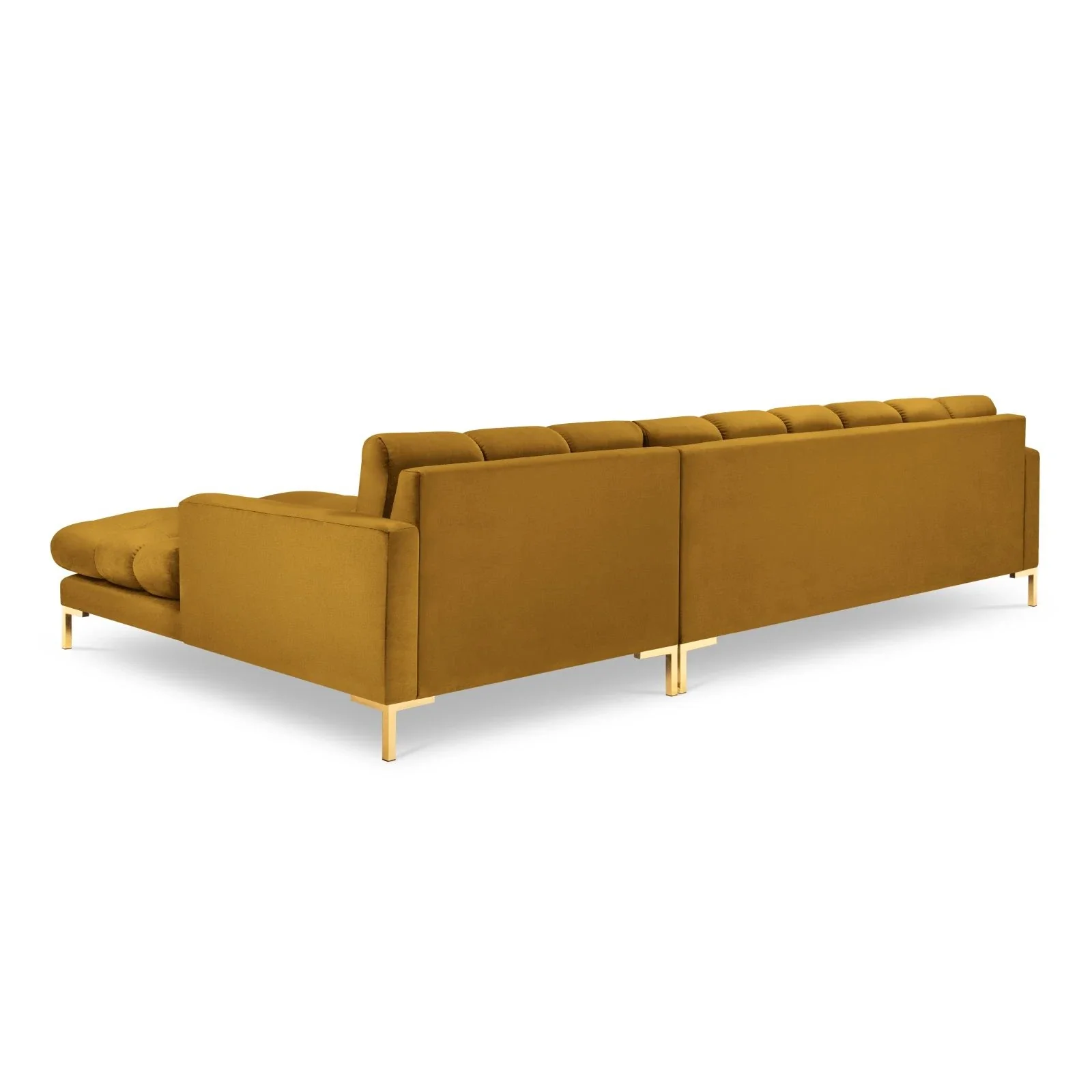Mamaia 4-Sitzer Ecksofa, Rechte Seite, Beine Goldmetall, mit Bezug aus Samt oder Strukturstoff, 293x185 cm - Image 116