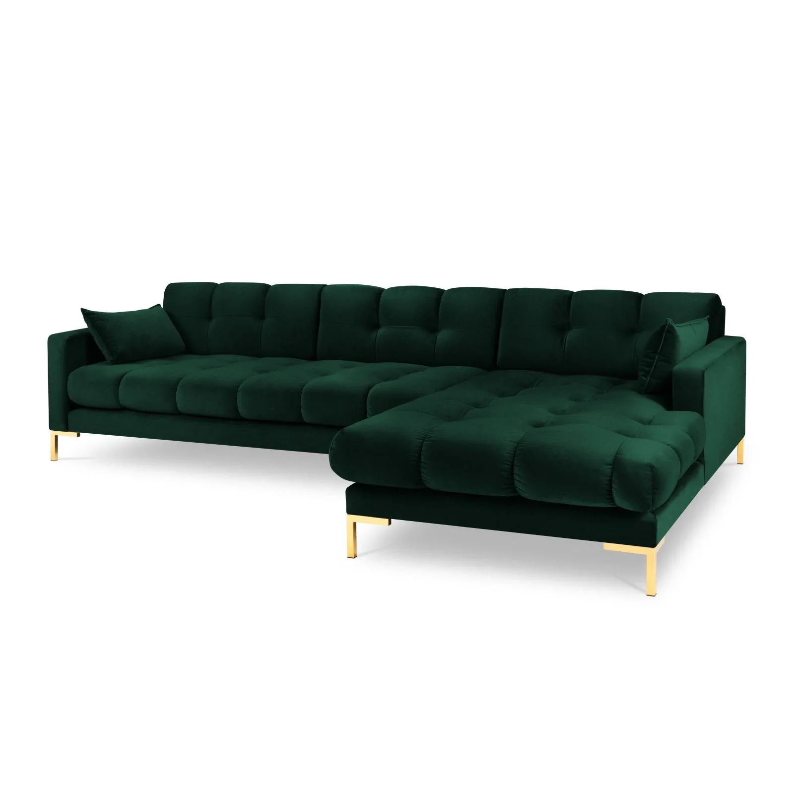 Mamaia 4-Sitzer Ecksofa, Rechte Seite, Beine Goldmetall, mit Bezug aus Samt oder Strukturstoff, 293x185 cm - Image 121