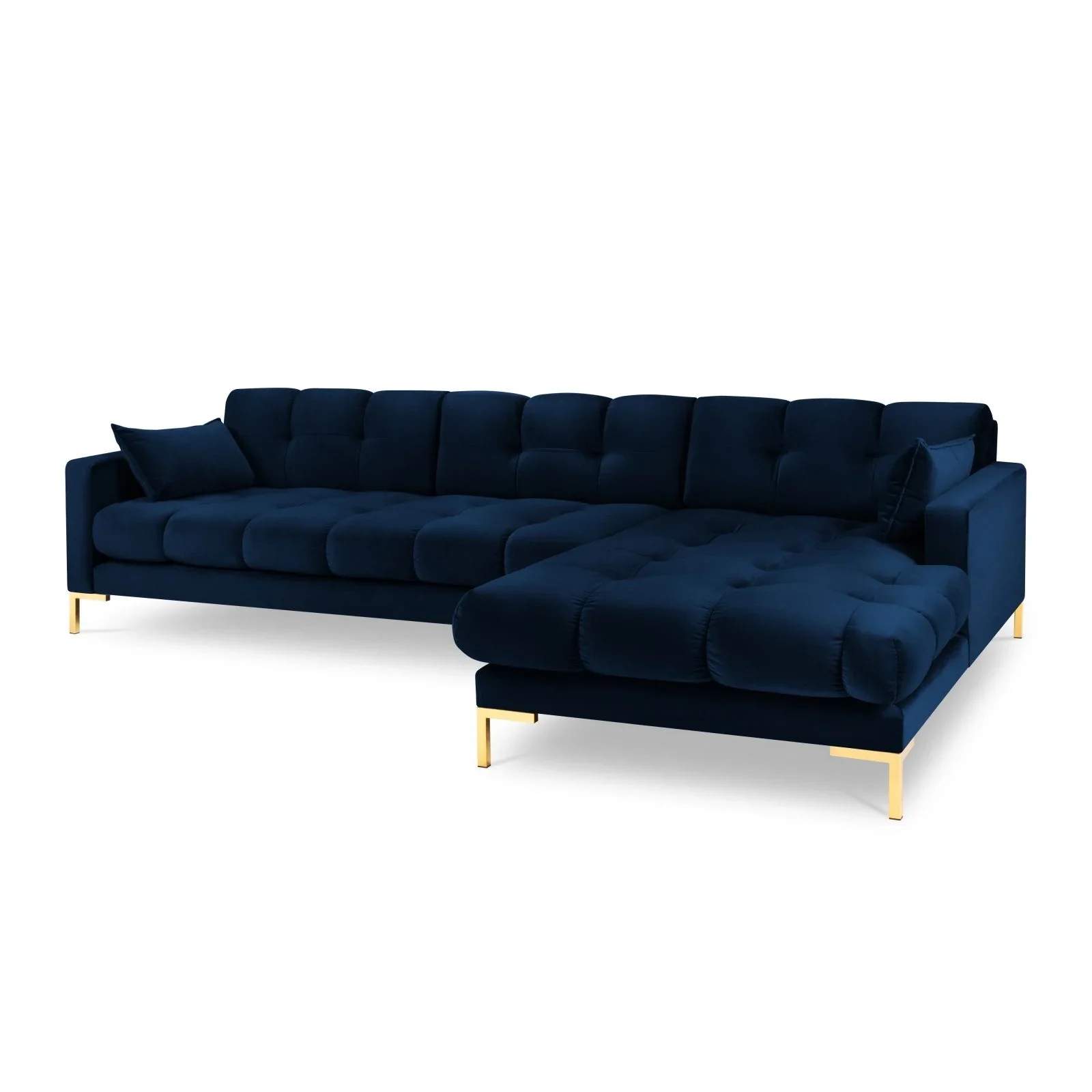 Mamaia 4-Sitzer Ecksofa, Rechte Seite, Beine Goldmetall, mit Bezug aus Samt oder Strukturstoff, 293x185 cm - Image 137