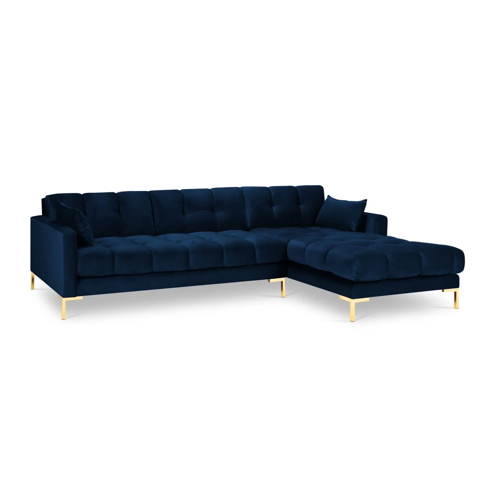 Mamaia 4-Sitzer Ecksofa, Rechte Seite, Beine Goldmetall, mit Bezug aus Samt oder Strukturstoff, 293x185 cm - Image 139