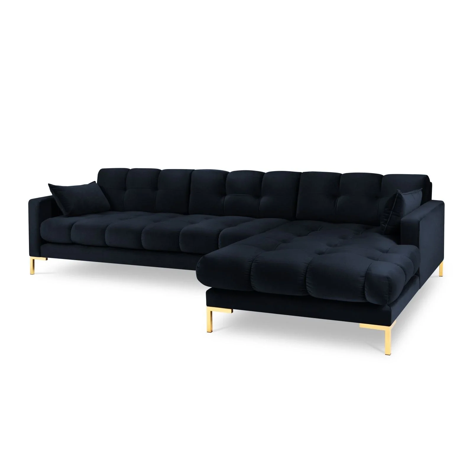 Mamaia 4-Sitzer Ecksofa, Rechte Seite, Beine Goldmetall, mit Bezug aus Samt oder Strukturstoff, 293x185 cm - Image 145
