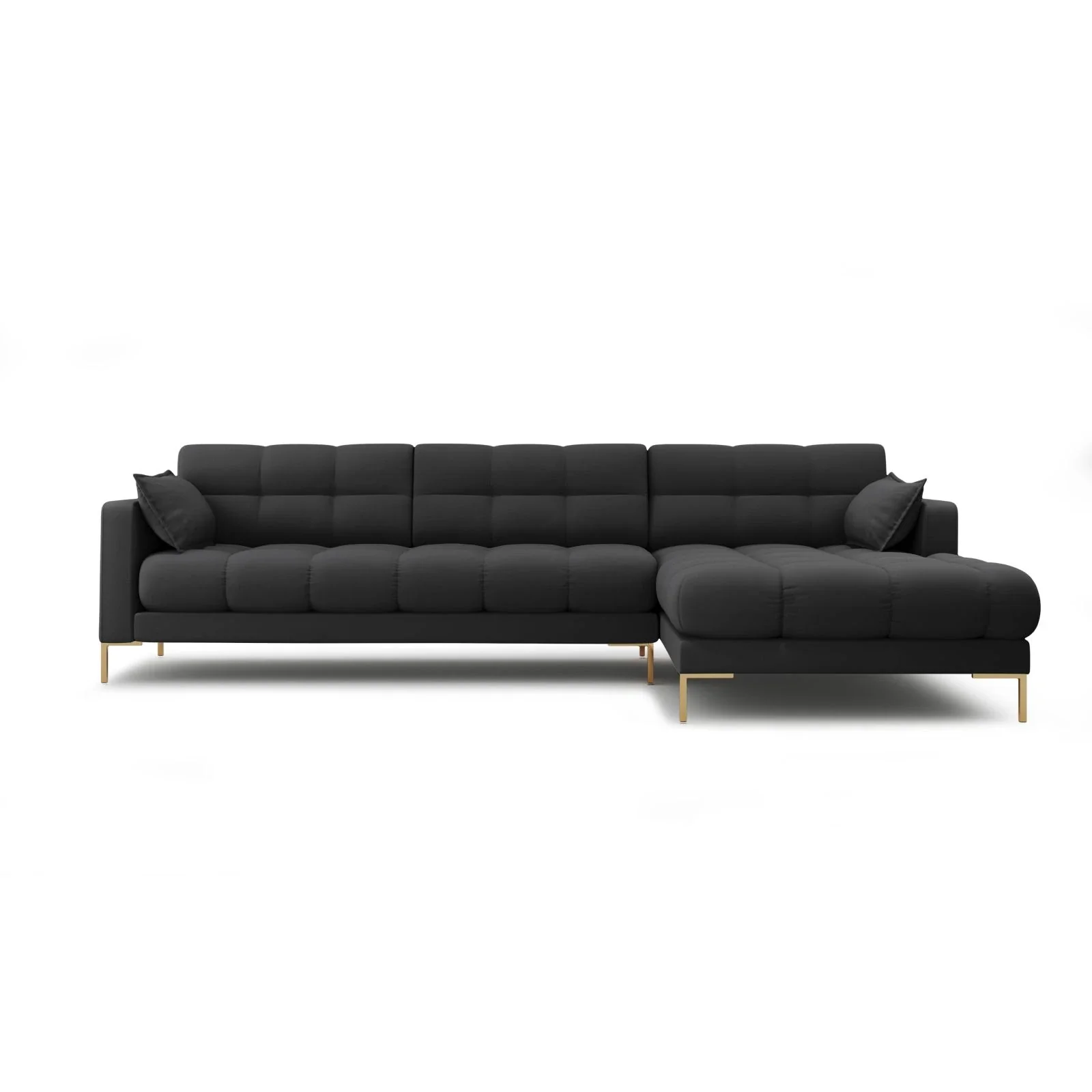 Mamaia 4-Sitzer Ecksofa, Rechte Seite, Beine Goldmetall, mit Bezug aus Samt oder Strukturstoff, 293x185 cm - Image 19