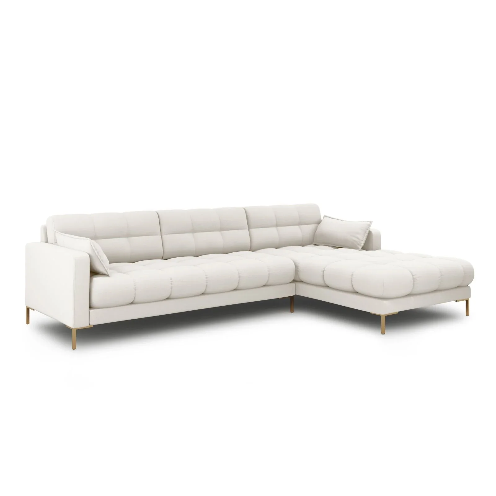 Mamaia 4-Sitzer Ecksofa, Rechte Seite, Beine Goldmetall, mit Bezug aus Samt oder Strukturstoff, 293x185 cm - Image 2