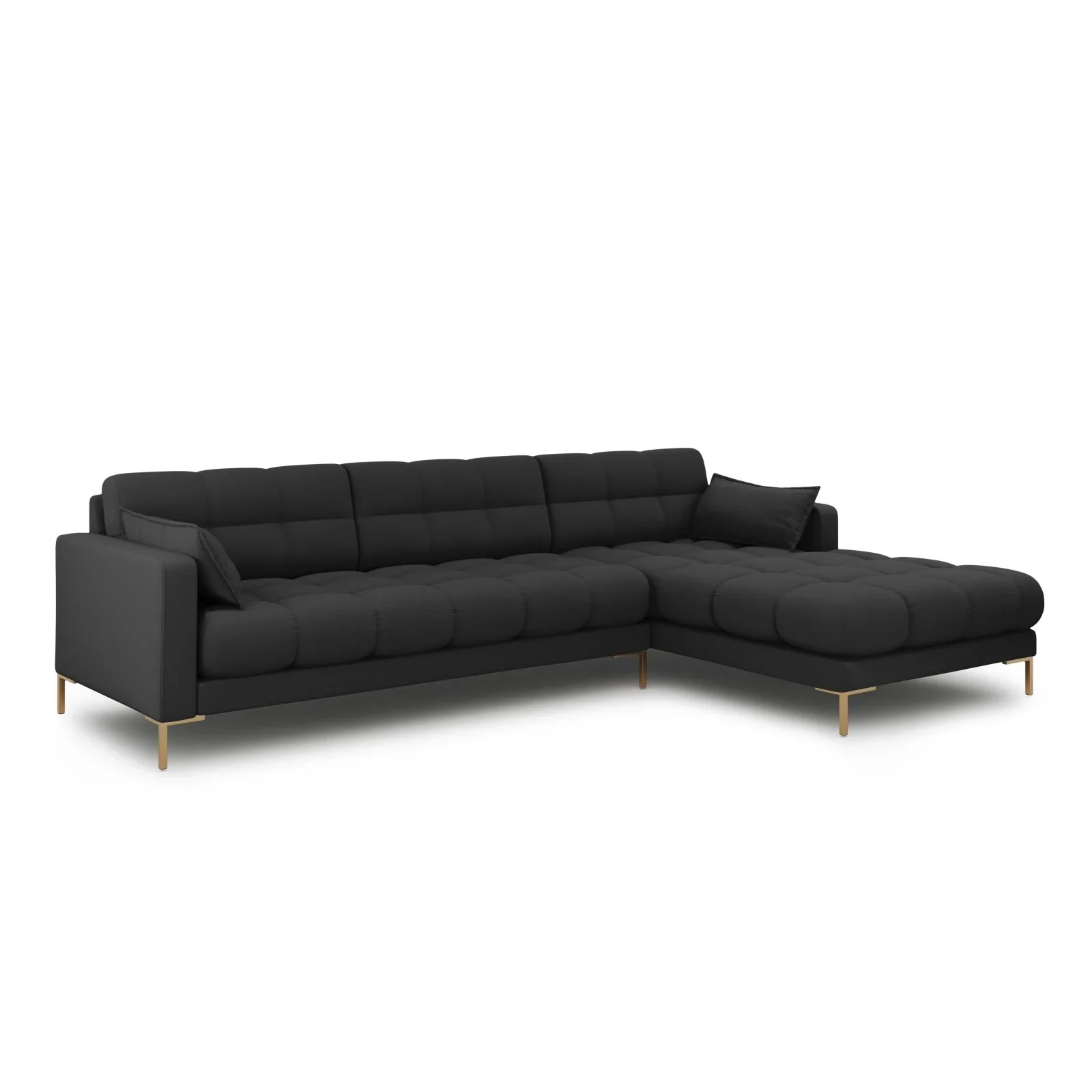 Mamaia 4-Sitzer Ecksofa, Rechte Seite, Beine Goldmetall, mit Bezug aus Samt oder Strukturstoff, 293x185 cm - Image 20