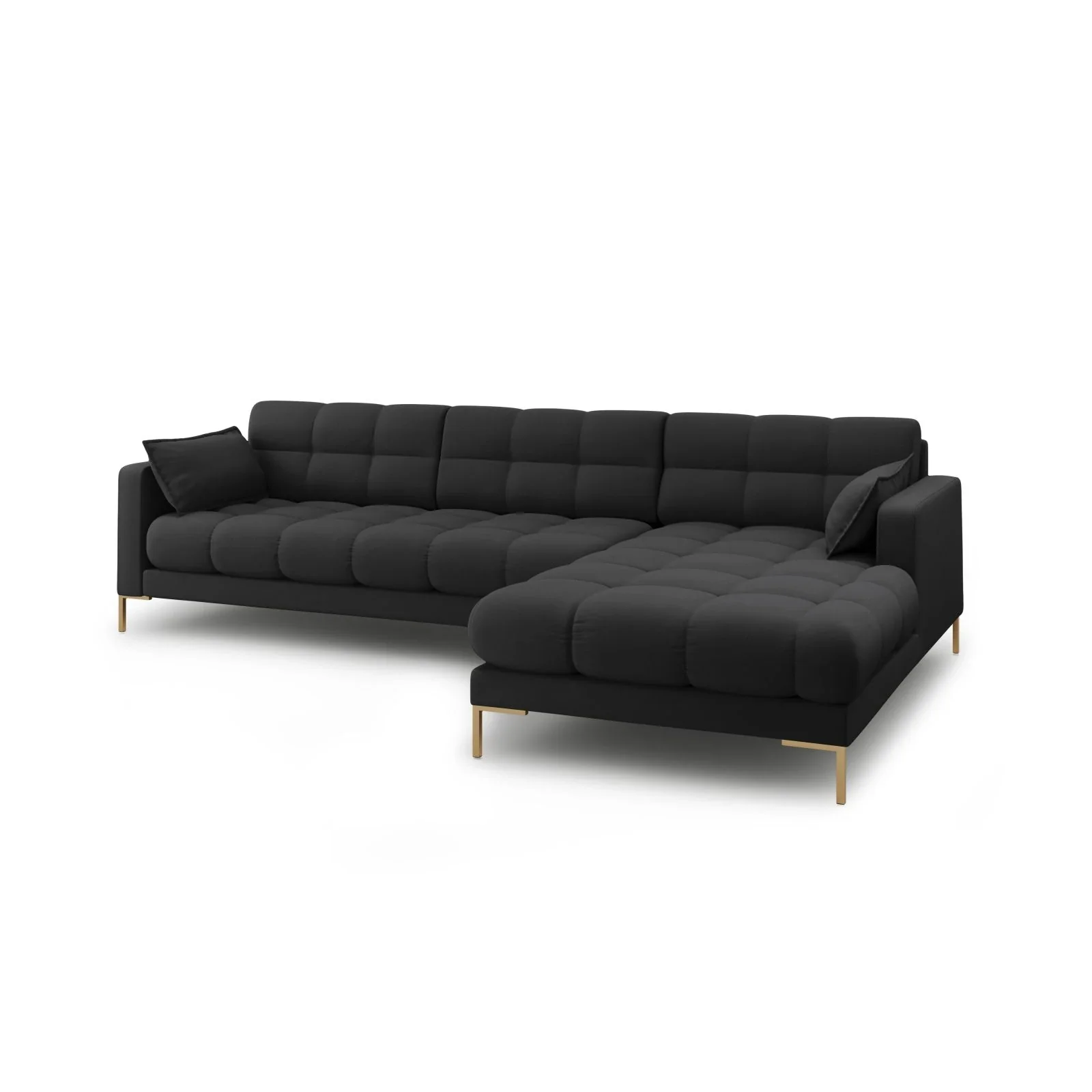 Mamaia 4-Sitzer Ecksofa, Rechte Seite, Beine Goldmetall, mit Bezug aus Samt oder Strukturstoff, 293x185 cm - Image 21