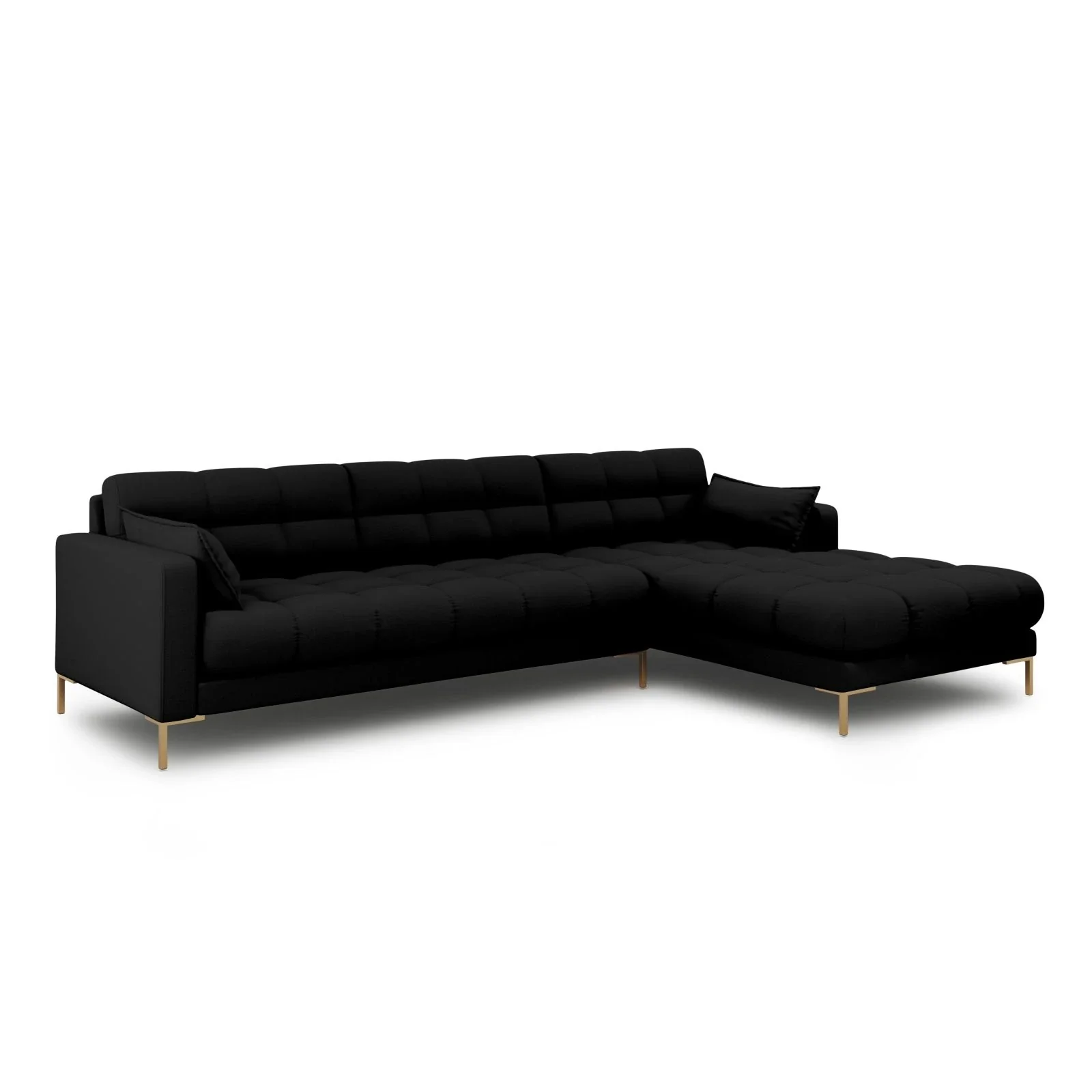 Mamaia 4-Sitzer Ecksofa, Rechte Seite, Beine Goldmetall, mit Bezug aus Samt oder Strukturstoff, 293x185 cm - Image 26