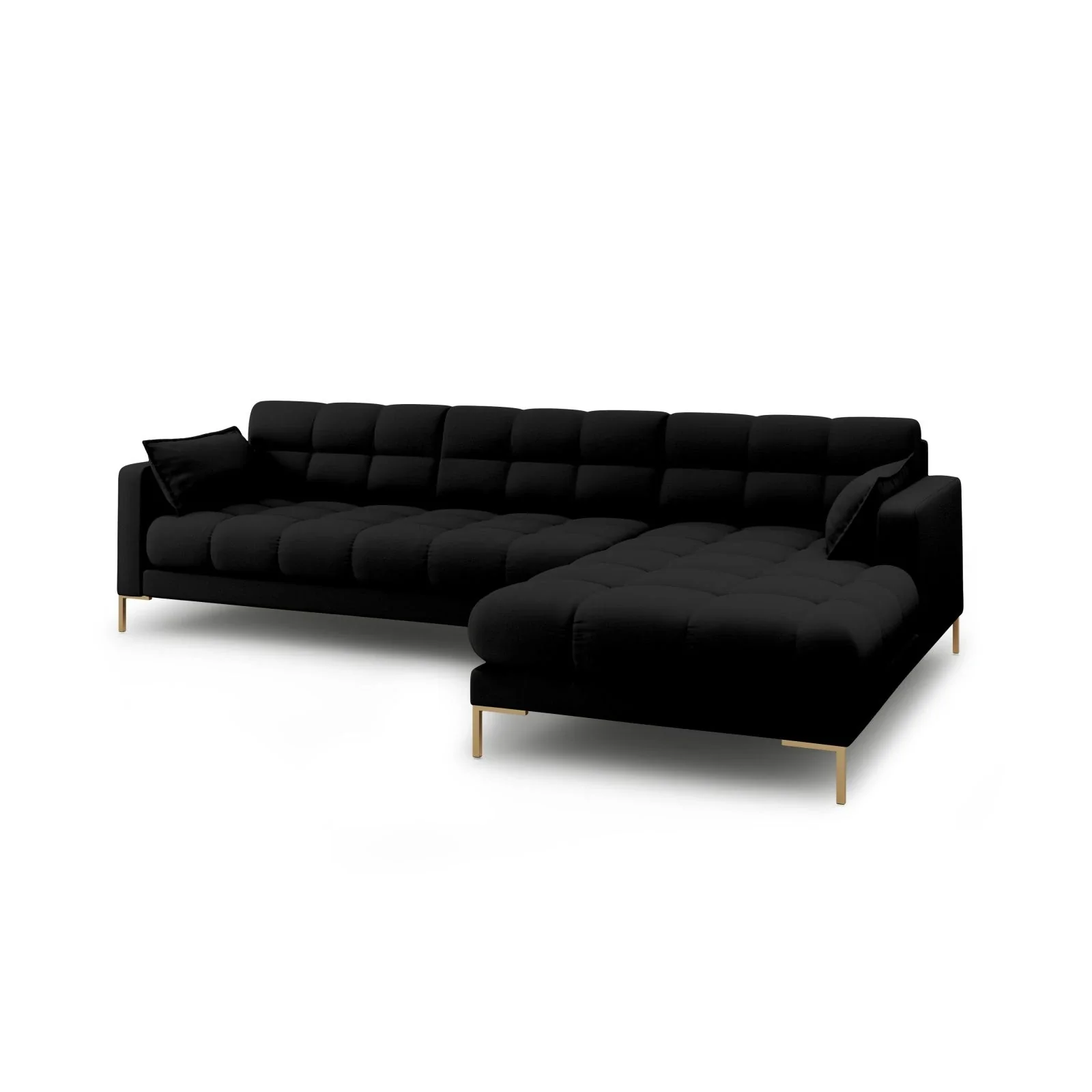 Mamaia 4-Sitzer Ecksofa, Rechte Seite, Beine Goldmetall, mit Bezug aus Samt oder Strukturstoff, 293x185 cm - Image 27