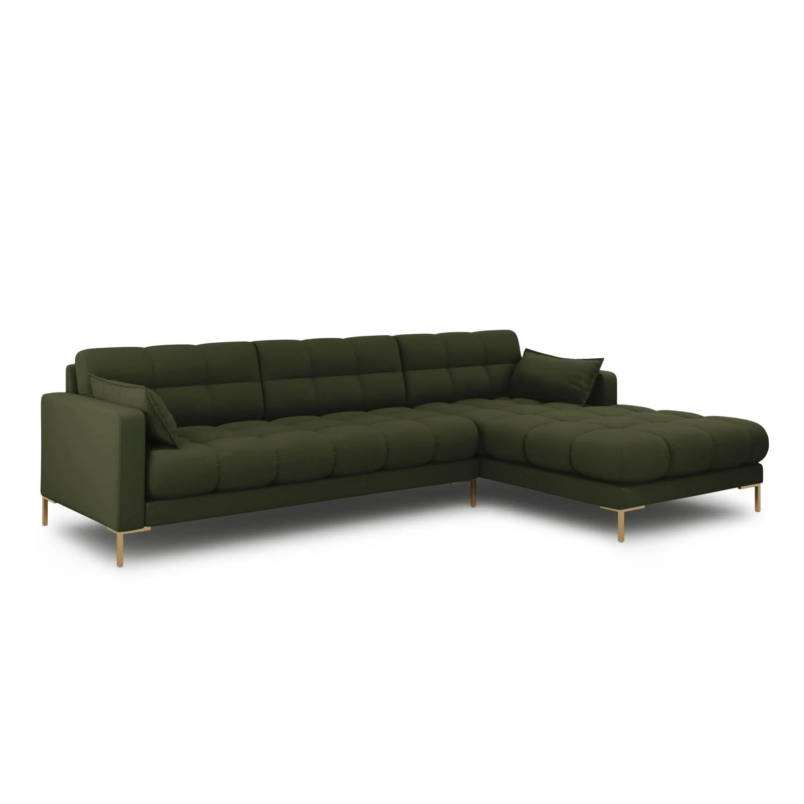 Mamaia 4-Sitzer Ecksofa, Rechte Seite, Beine Goldmetall, mit Bezug aus Samt oder Strukturstoff, 293x185 cm - Image 38