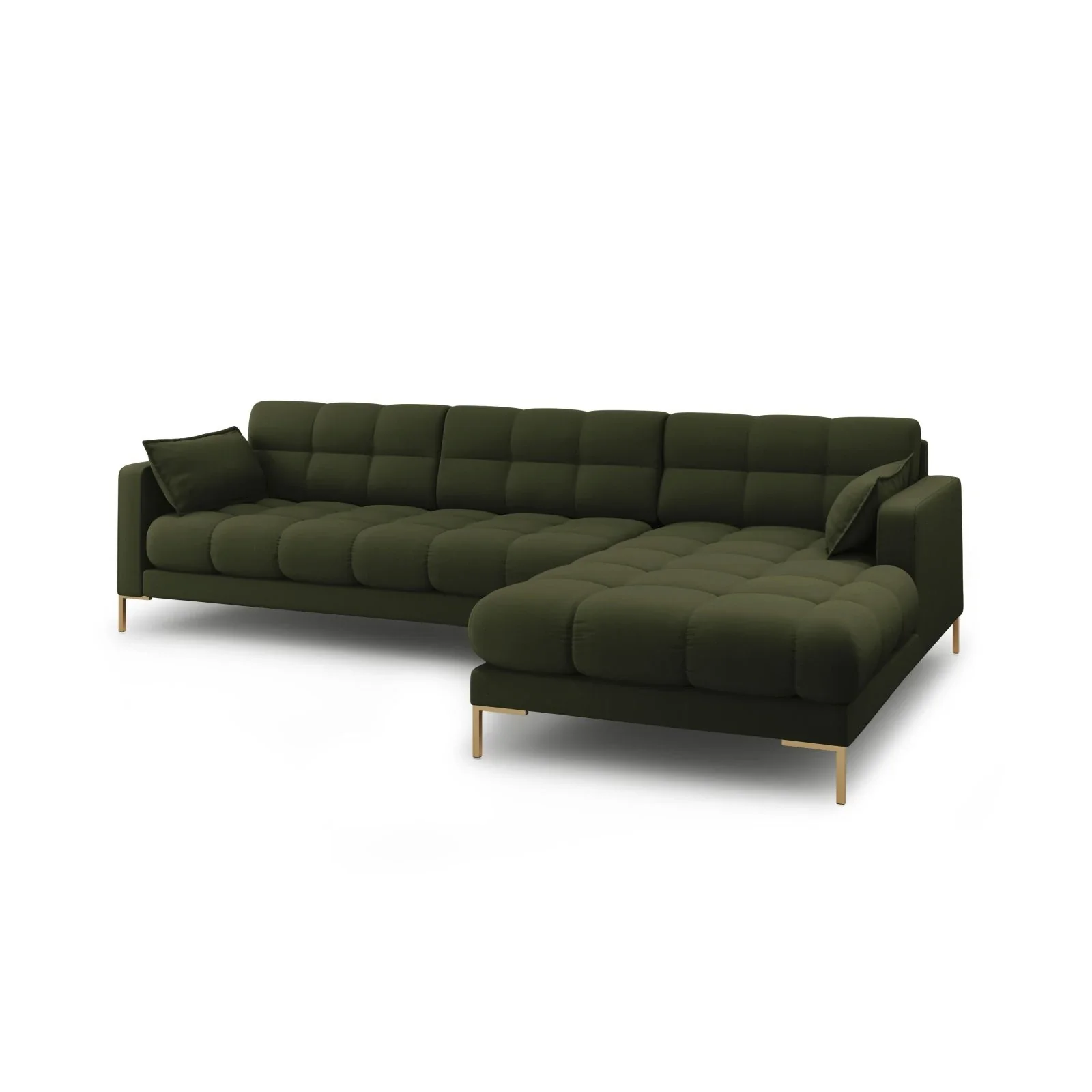 Mamaia 4-Sitzer Ecksofa, Rechte Seite, Beine Goldmetall, mit Bezug aus Samt oder Strukturstoff, 293x185 cm - Image 39