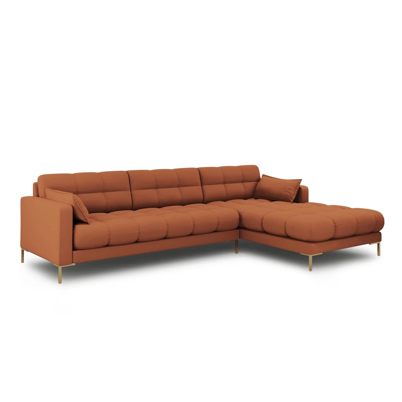 Mamaia 4-Sitzer Ecksofa, Rechte Seite, Beine Goldmetall, mit Bezug aus Samt oder Strukturstoff, 293x185 cm - Image 44