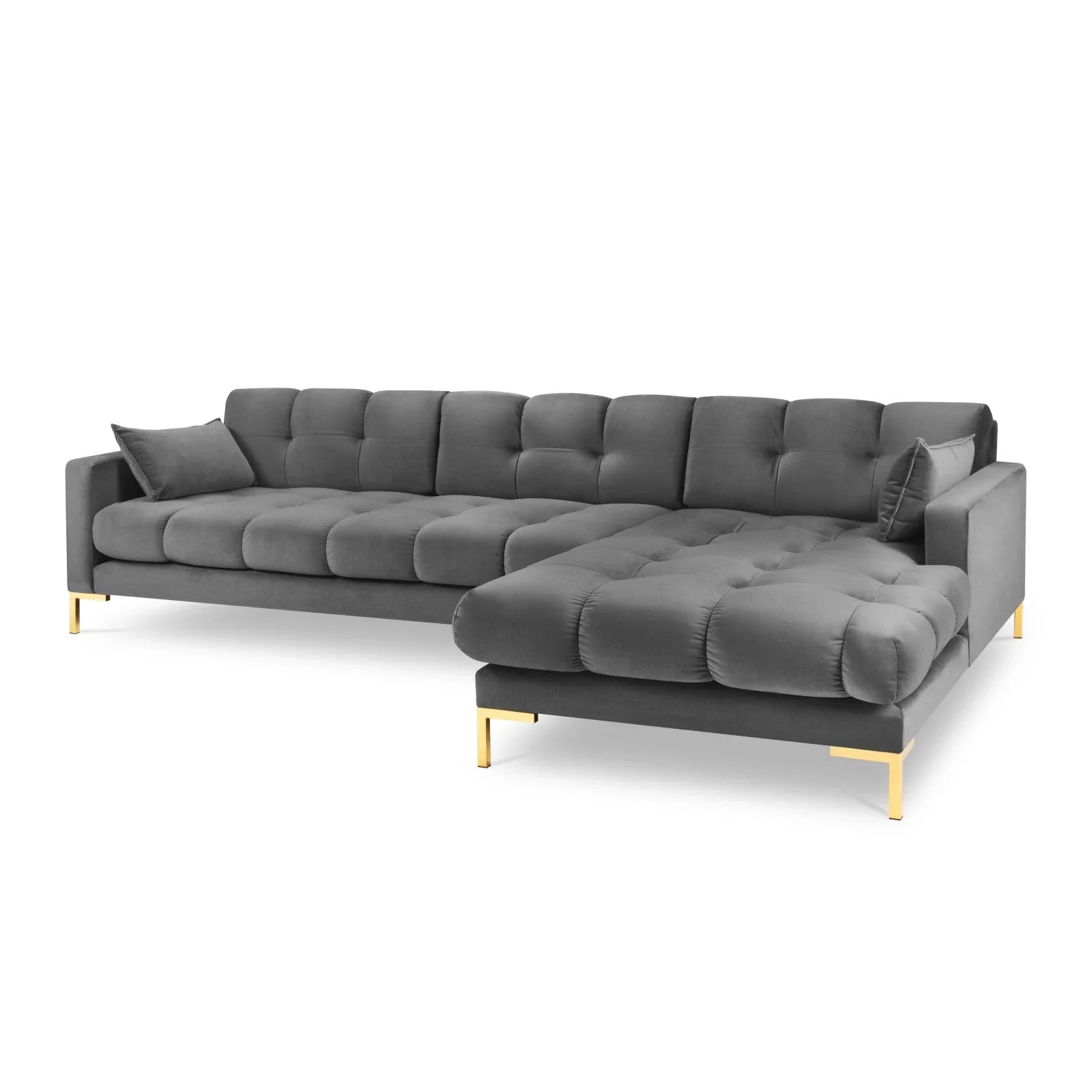 Mamaia 4-Sitzer Ecksofa, Rechte Seite, Beine Goldmetall, mit Bezug aus Samt oder Strukturstoff, 293x185 cm - Image 65