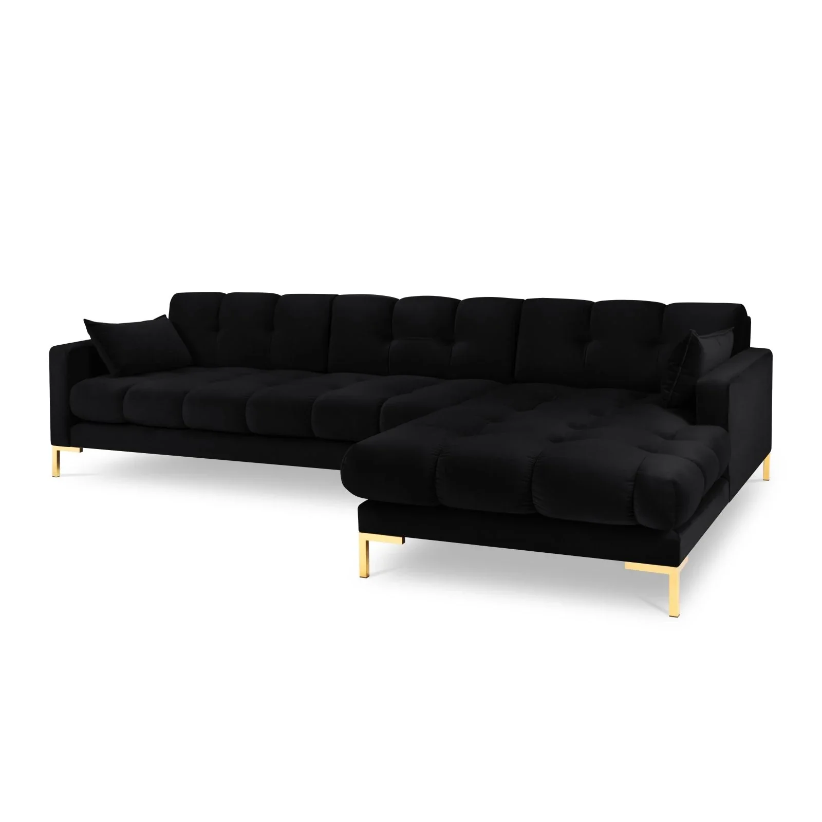 Mamaia 4-Sitzer Ecksofa, Rechte Seite, Beine Goldmetall, mit Bezug aus Samt oder Strukturstoff, 293x185 cm - Image 81