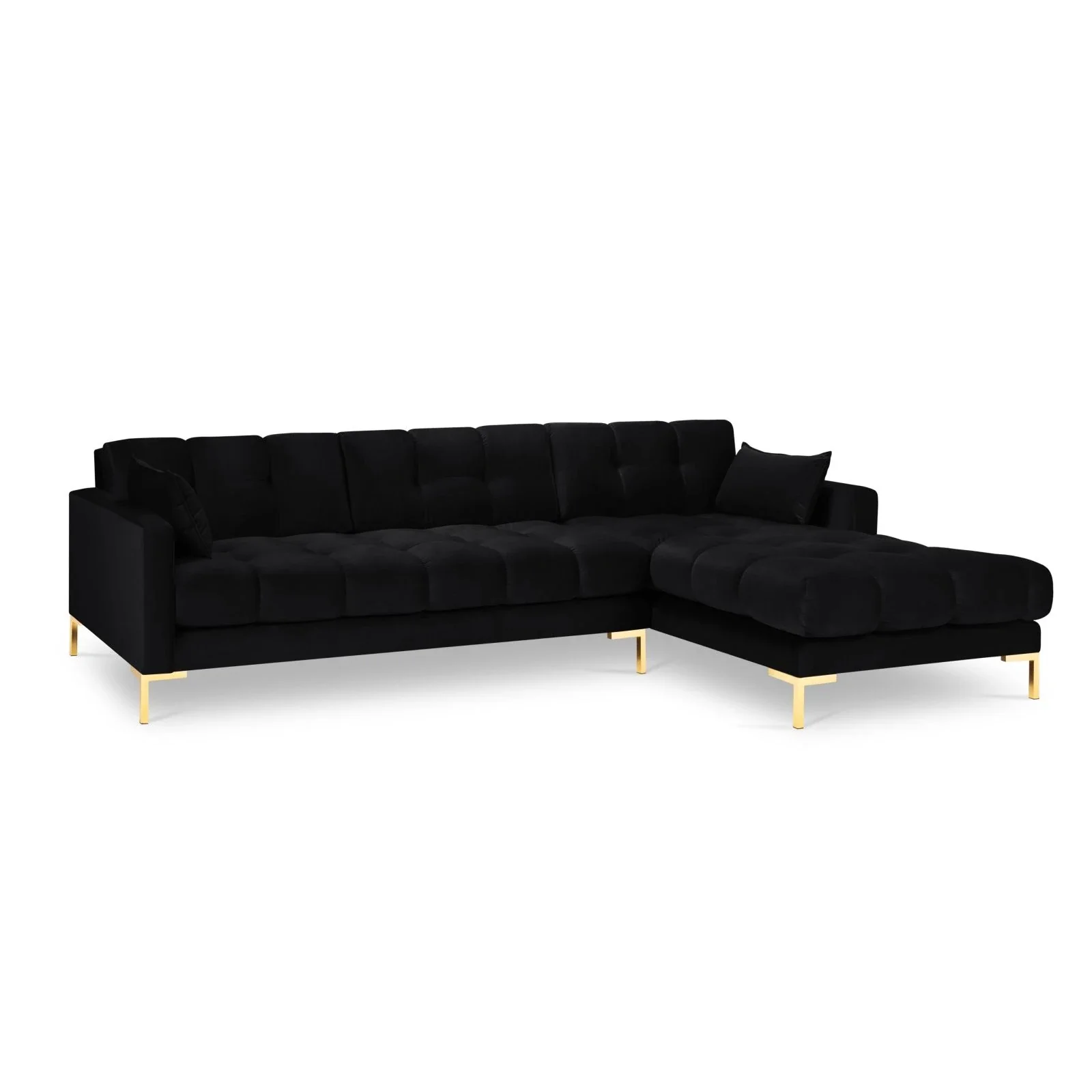 Mamaia 4-Sitzer Ecksofa, Rechte Seite, Beine Goldmetall, mit Bezug aus Samt oder Strukturstoff, 293x185 cm - Image 83