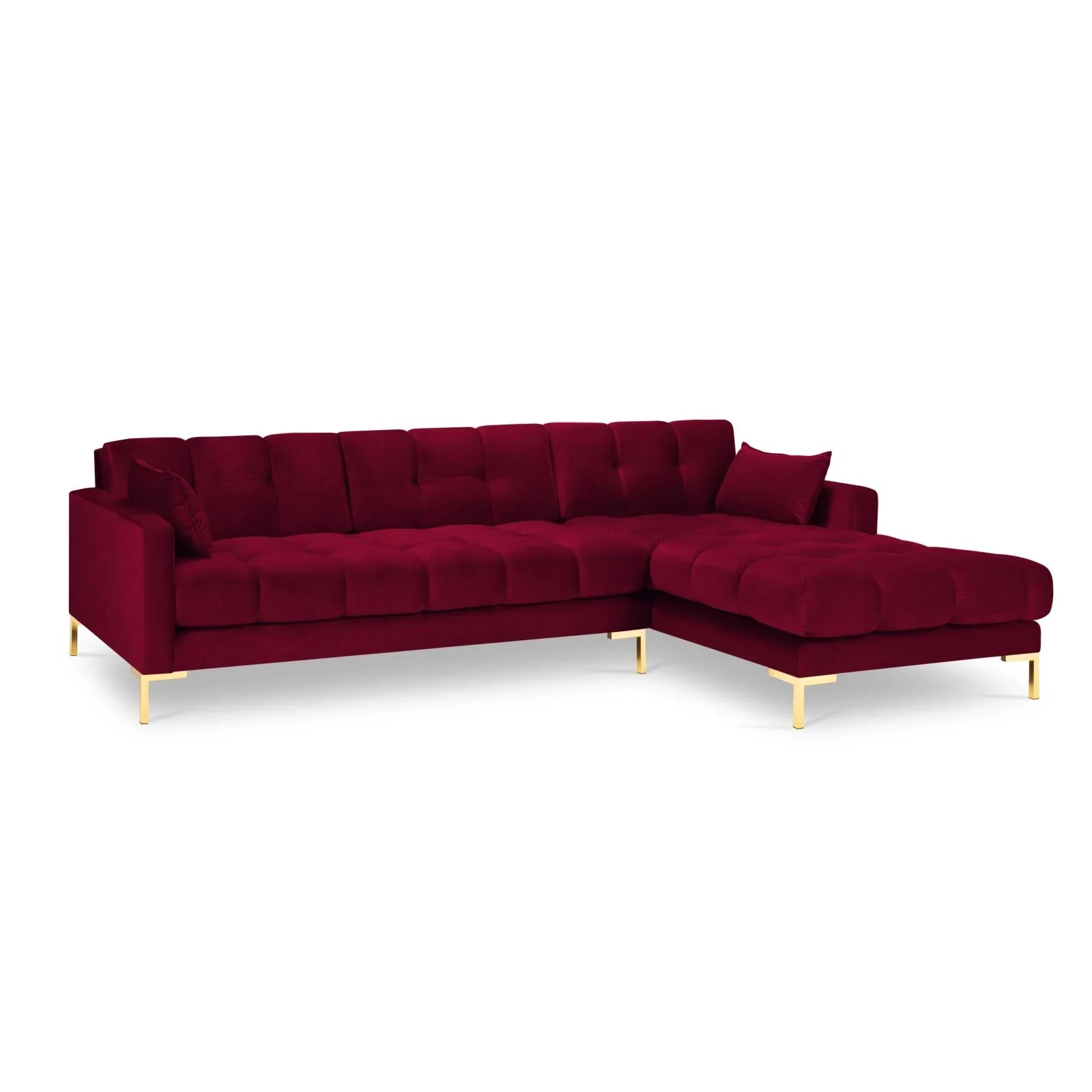 Mamaia 4-Sitzer Ecksofa, Rechte Seite, Beine Goldmetall, mit Bezug aus Samt oder Strukturstoff, 293x185 cm - Image 99