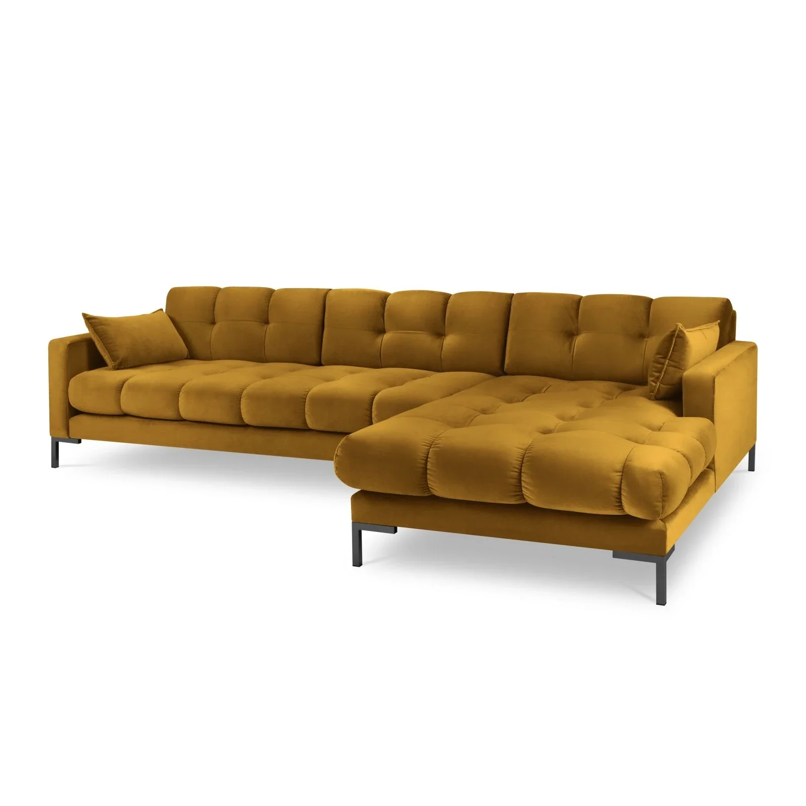 Mamaia 4-Sitzer Ecksofa, Rechte Seite, Metallbeine Schwarz, mit Bezug aus Samt oder Strukturstoff, 293x185 cm - Image 113