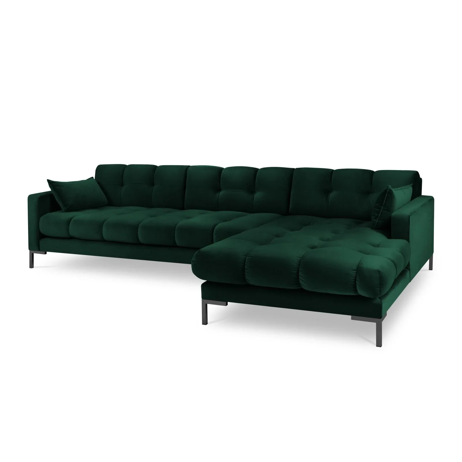 Mamaia 4-Sitzer Ecksofa, Rechte Seite, Metallbeine Schwarz, mit Bezug aus Samt oder Strukturstoff, 293x185 cm - Image 121