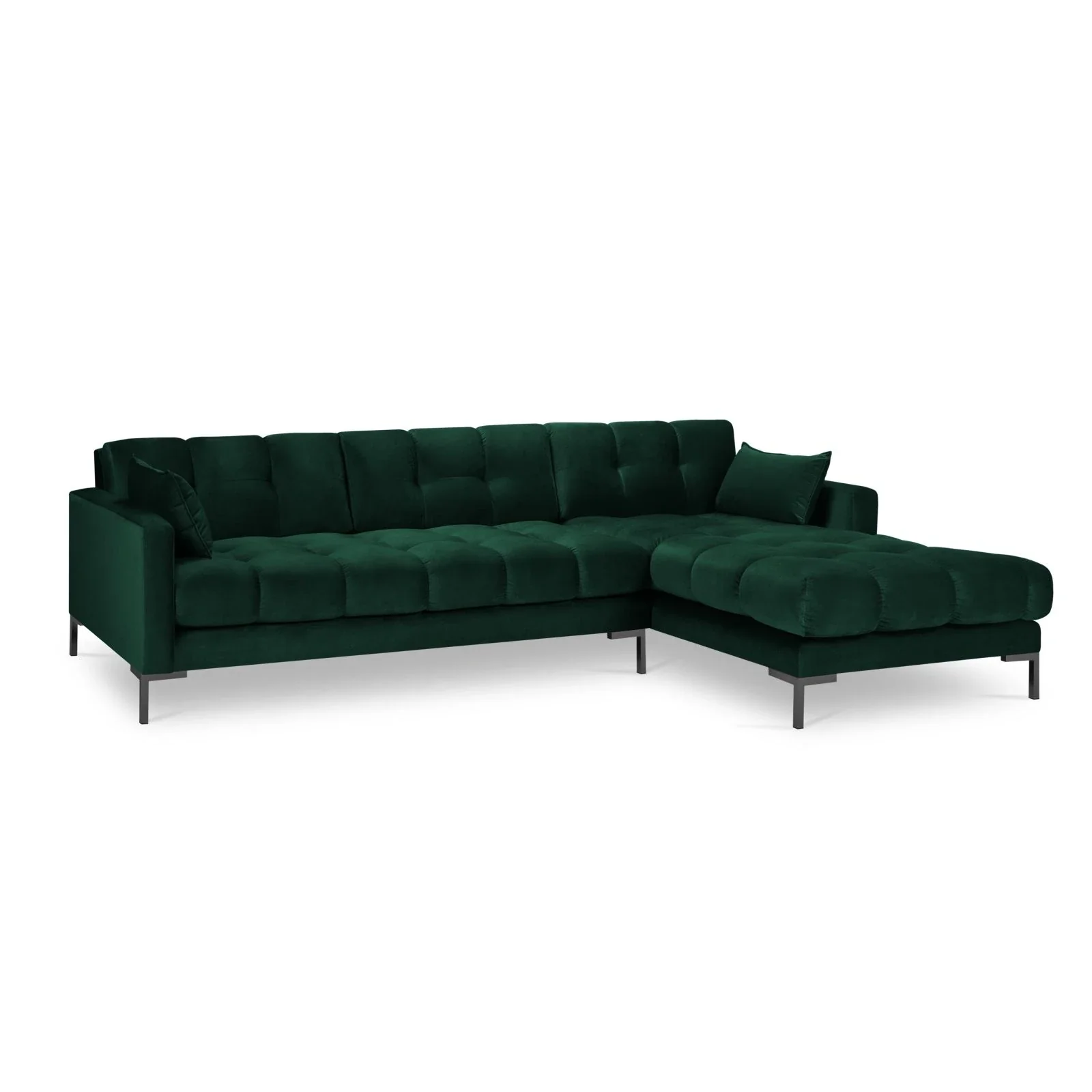 Mamaia 4-Sitzer Ecksofa, Rechte Seite, Metallbeine Schwarz, mit Bezug aus Samt oder Strukturstoff, 293x185 cm - Image 123