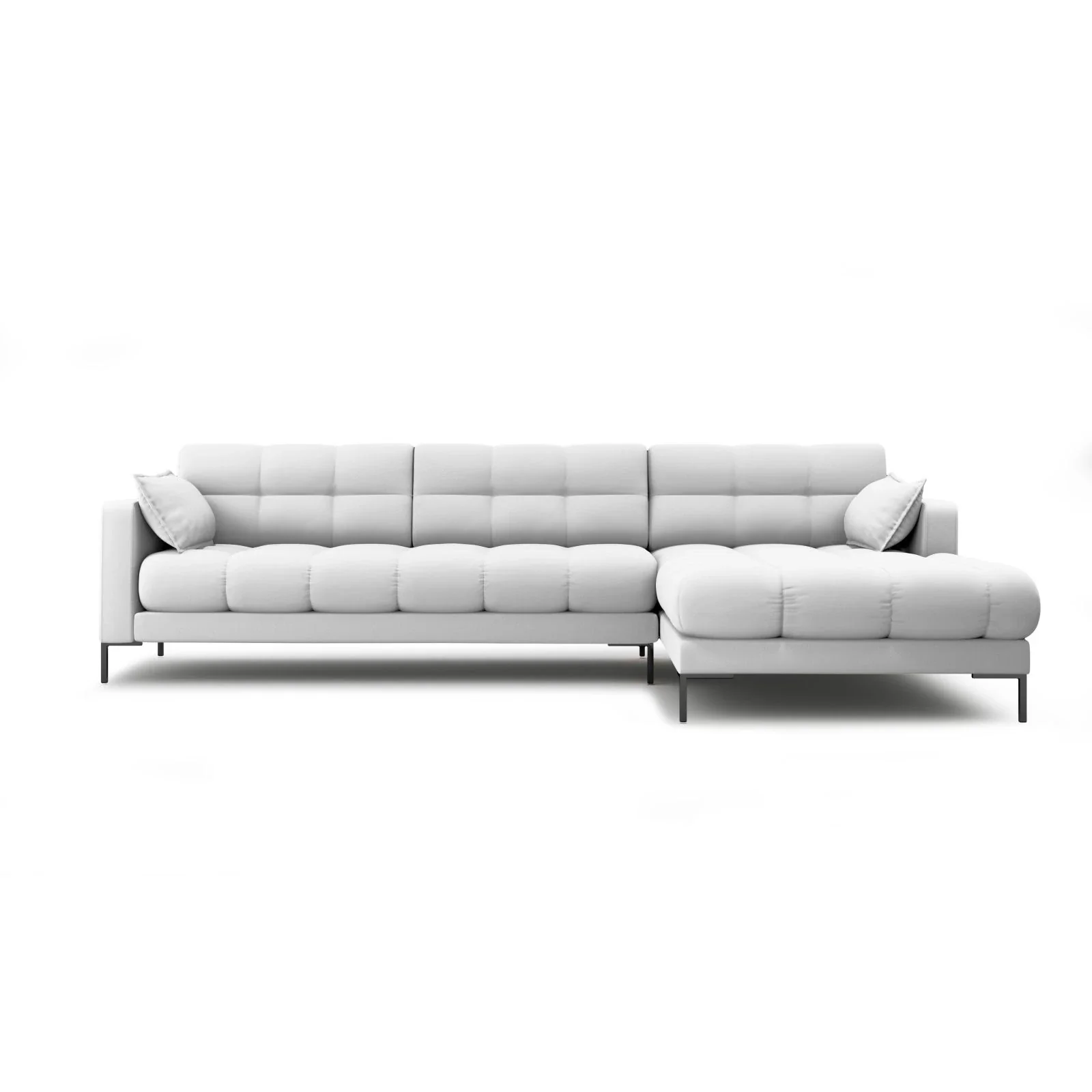 Mamaia 4-Sitzer Ecksofa, Rechte Seite, Metallbeine Schwarz, mit Bezug aus Samt oder Strukturstoff, 293x185 cm - Image 13