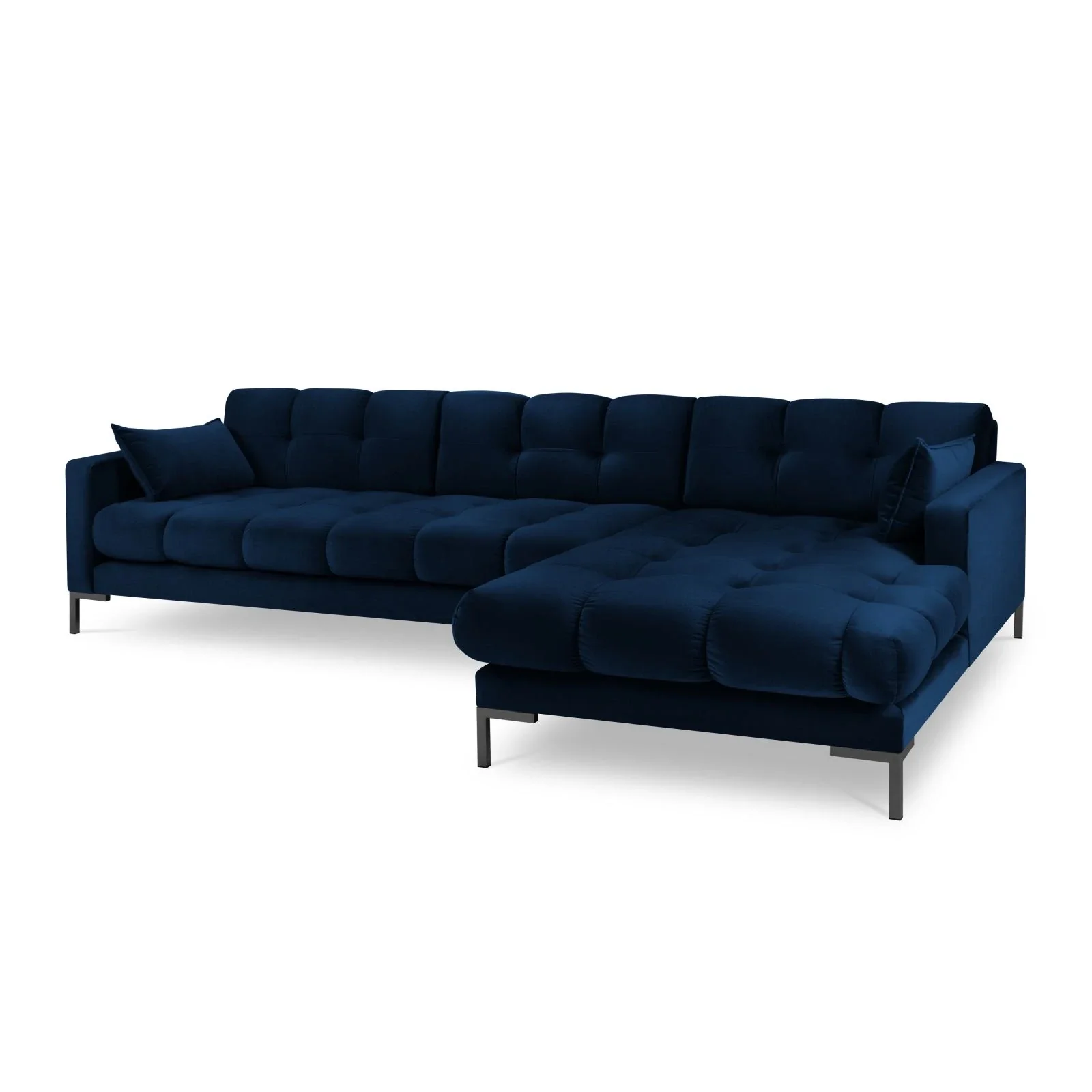 Mamaia 4-Sitzer Ecksofa, Rechte Seite, Metallbeine Schwarz, mit Bezug aus Samt oder Strukturstoff, 293x185 cm - Image 137