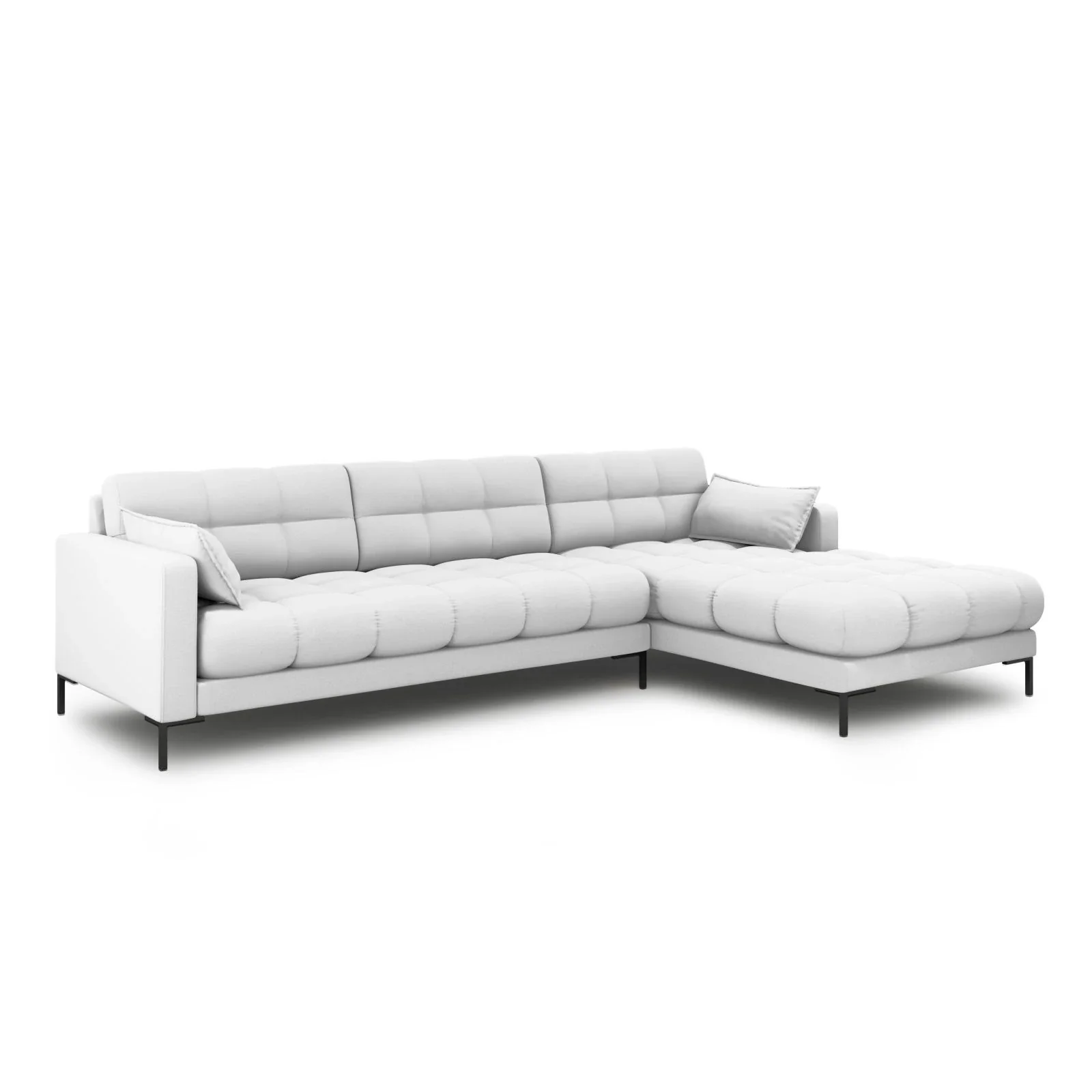 Mamaia 4-Sitzer Ecksofa, Rechte Seite, Metallbeine Schwarz, mit Bezug aus Samt oder Strukturstoff, 293x185 cm - Image 14